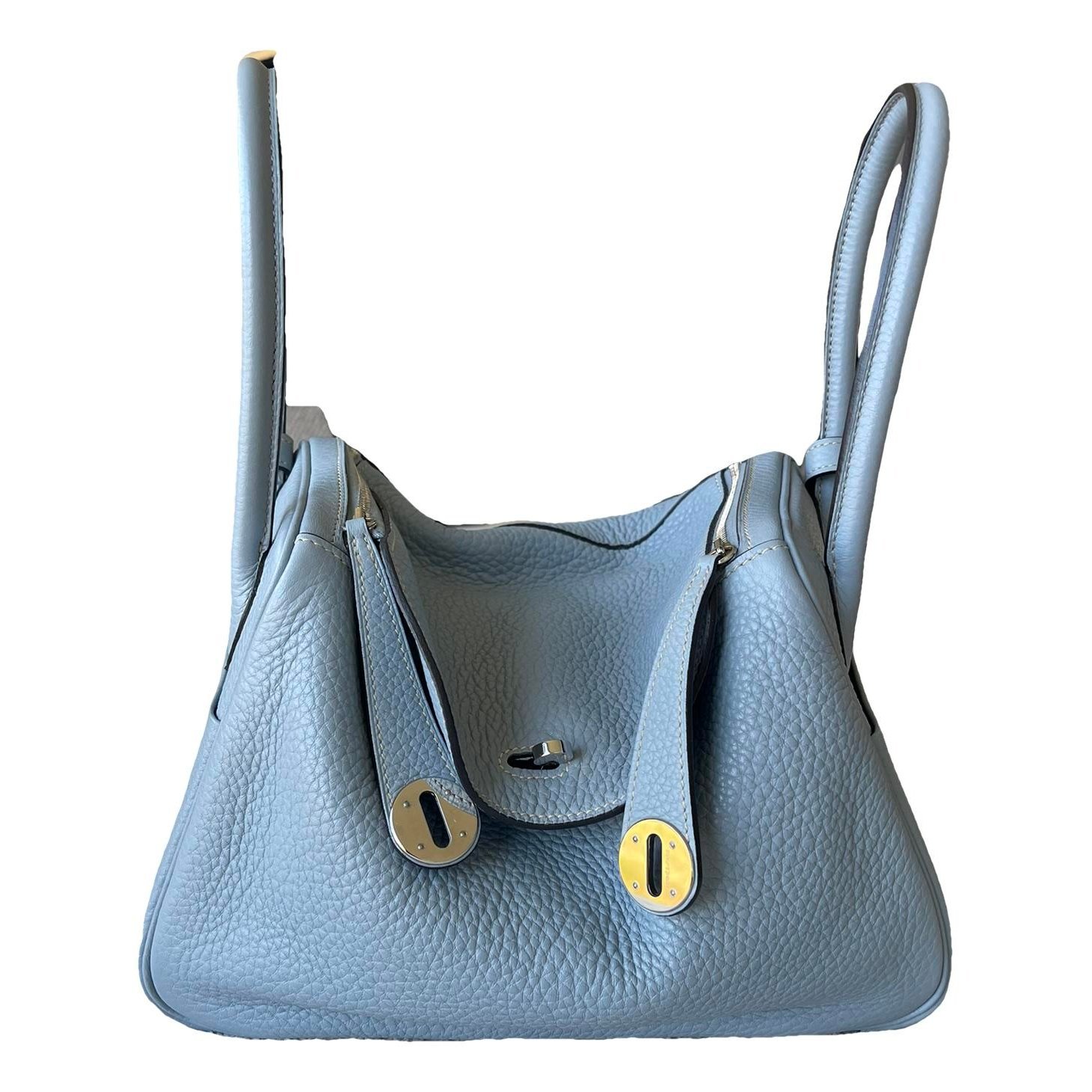 Hermes Lindy Handbag Blue Lin