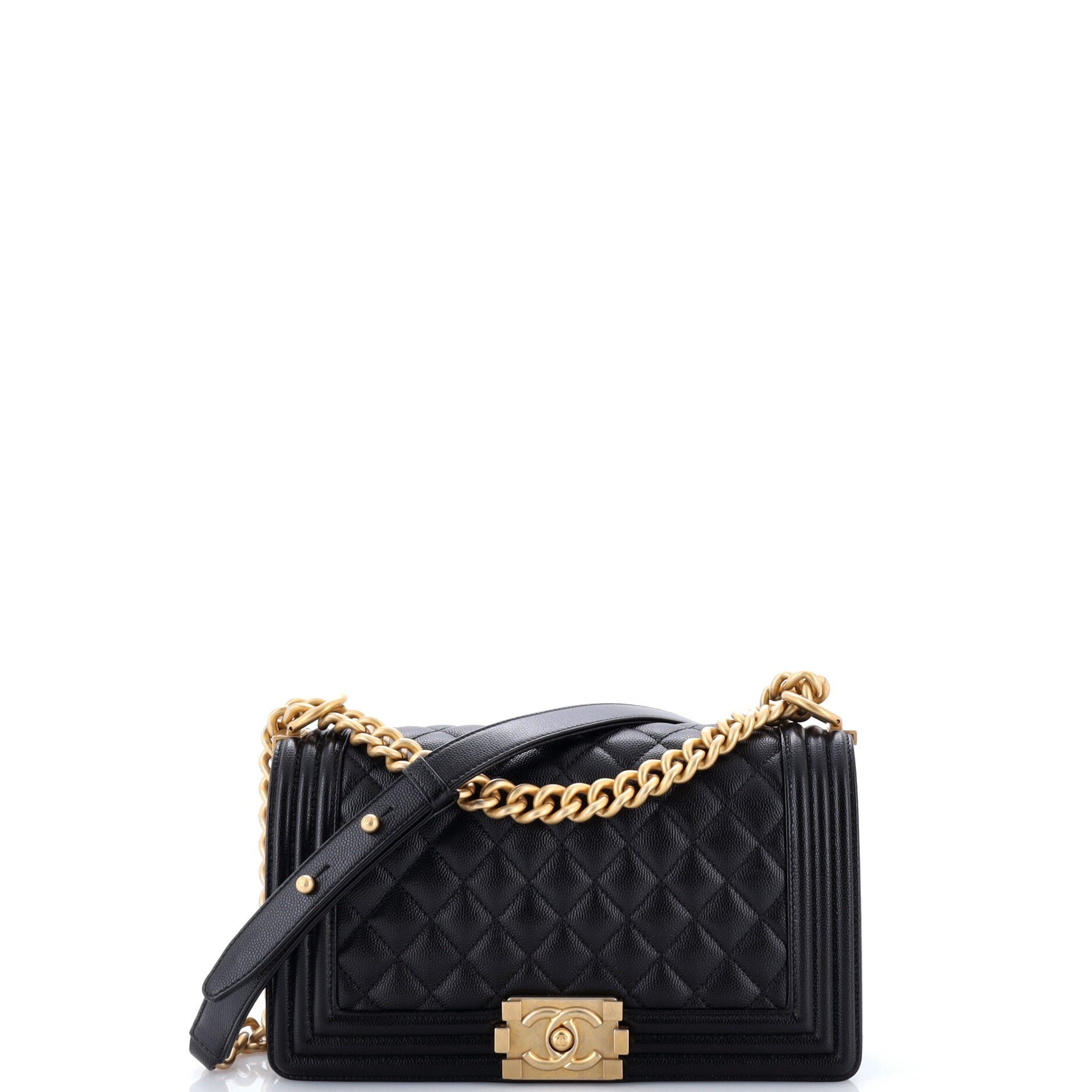 Boy Flap Bag Quilted Caviar Old Medium