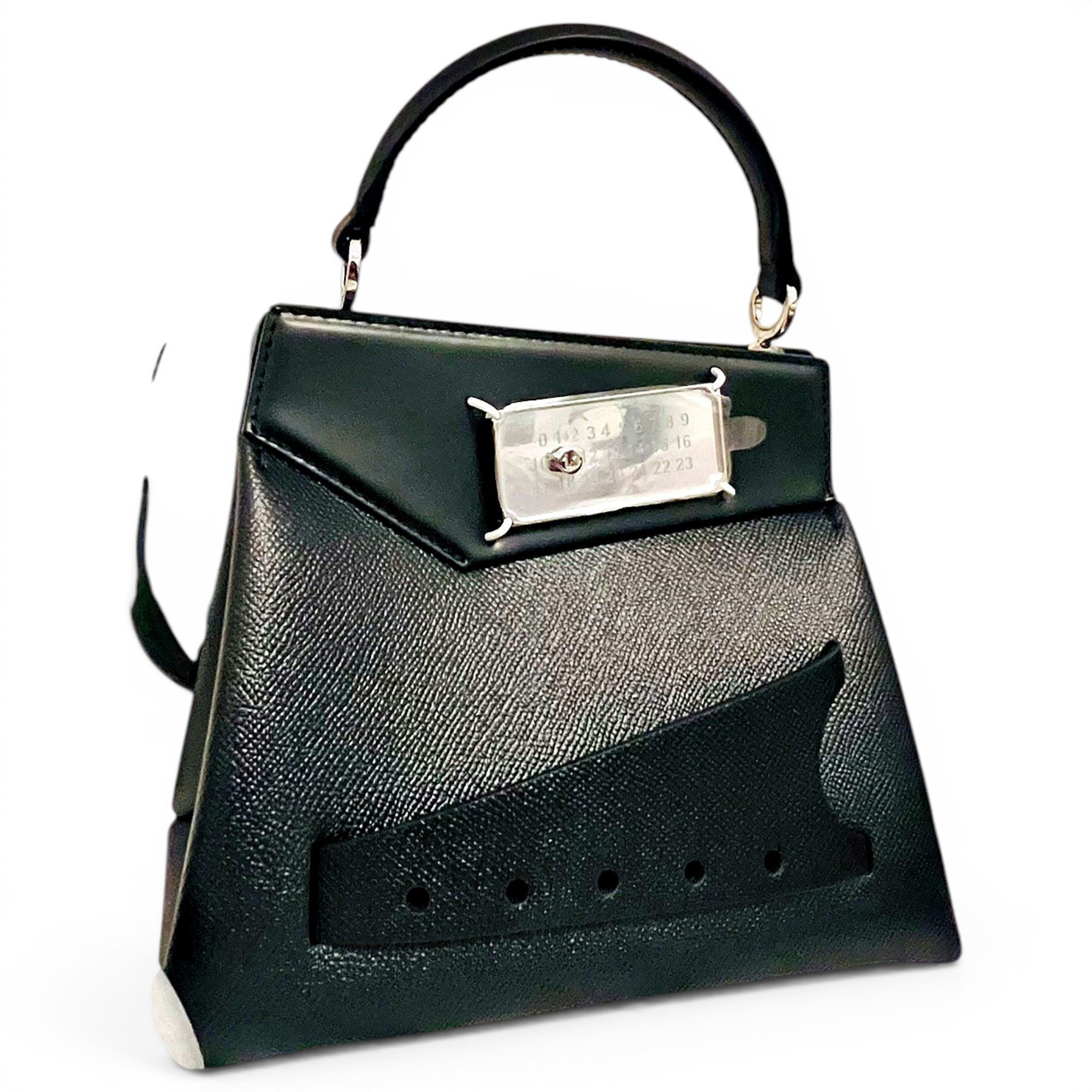 Snatched leather handbag