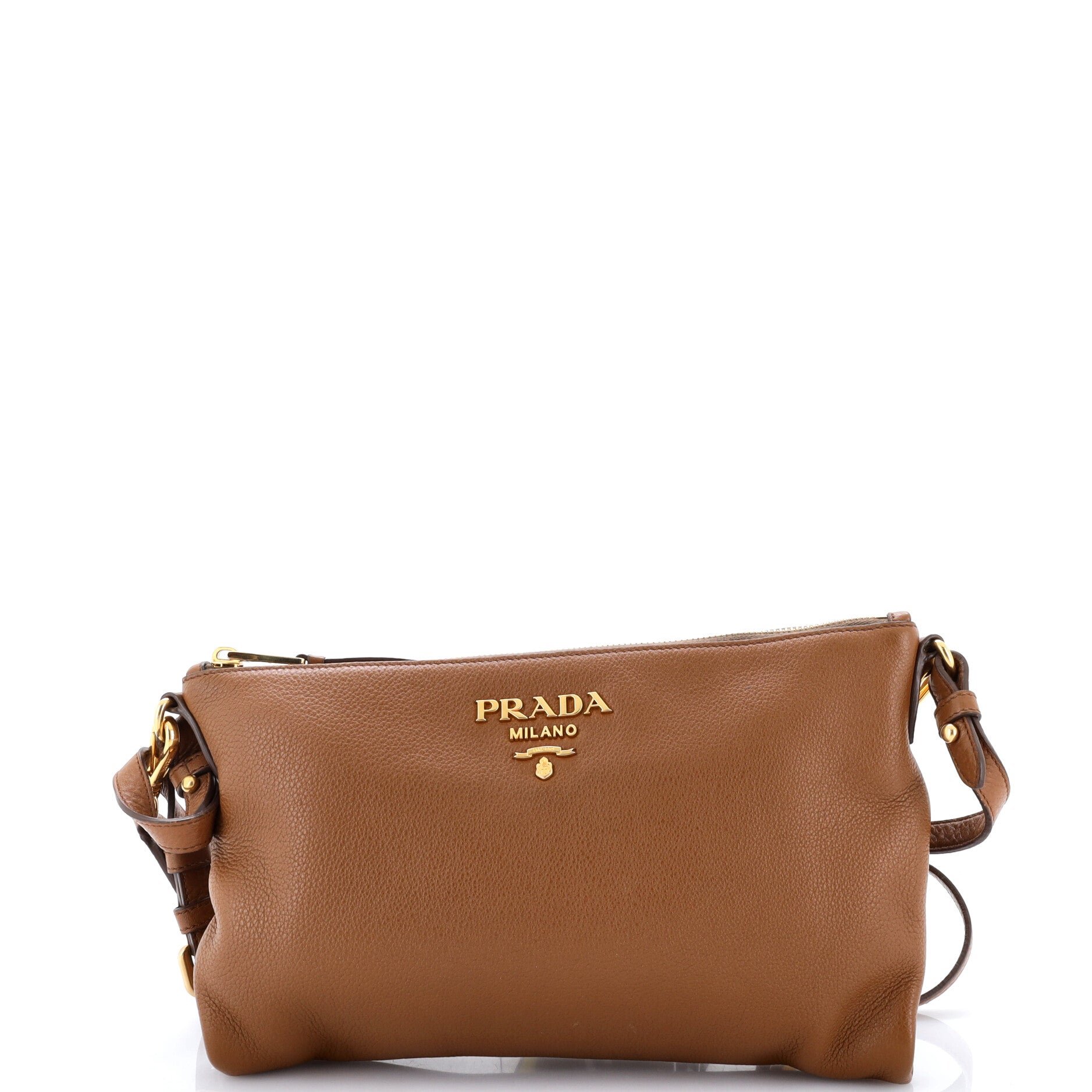 Dual Strap Flat Crossbody Bag Vitello Daino Medium