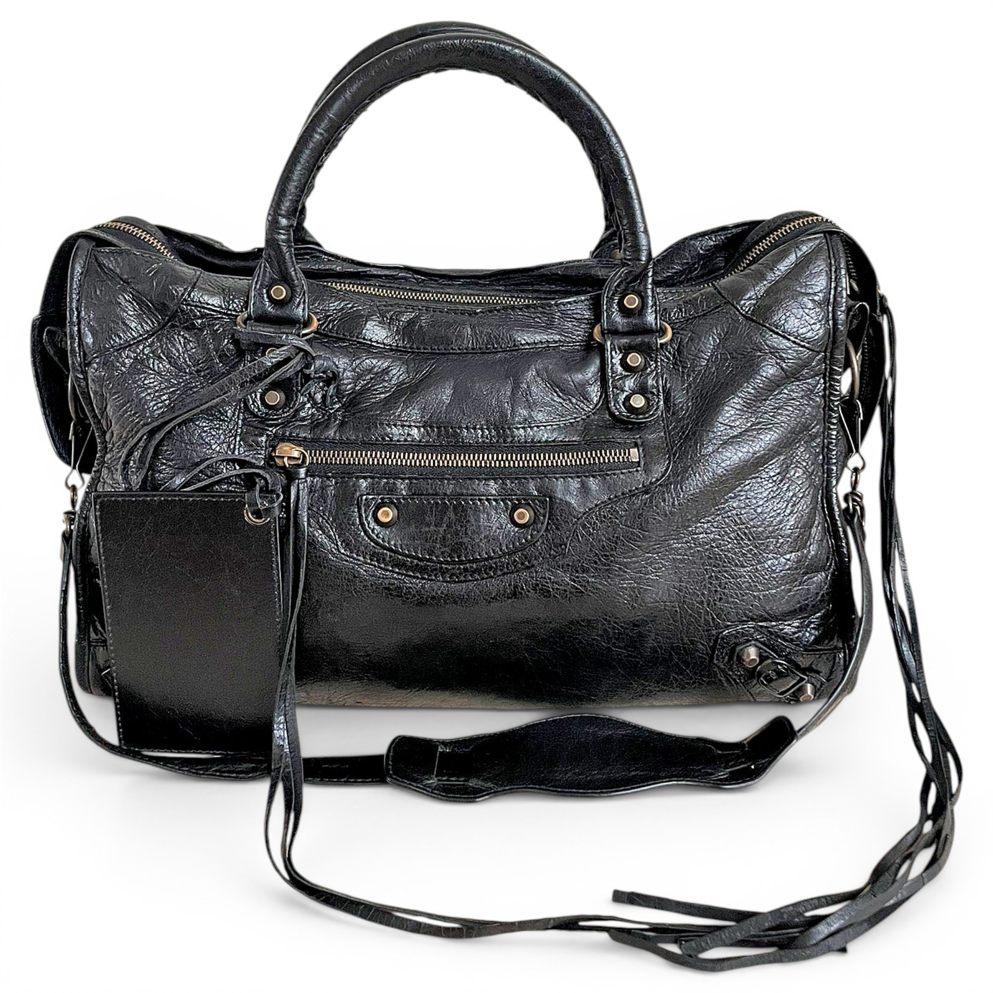 City leather handbag