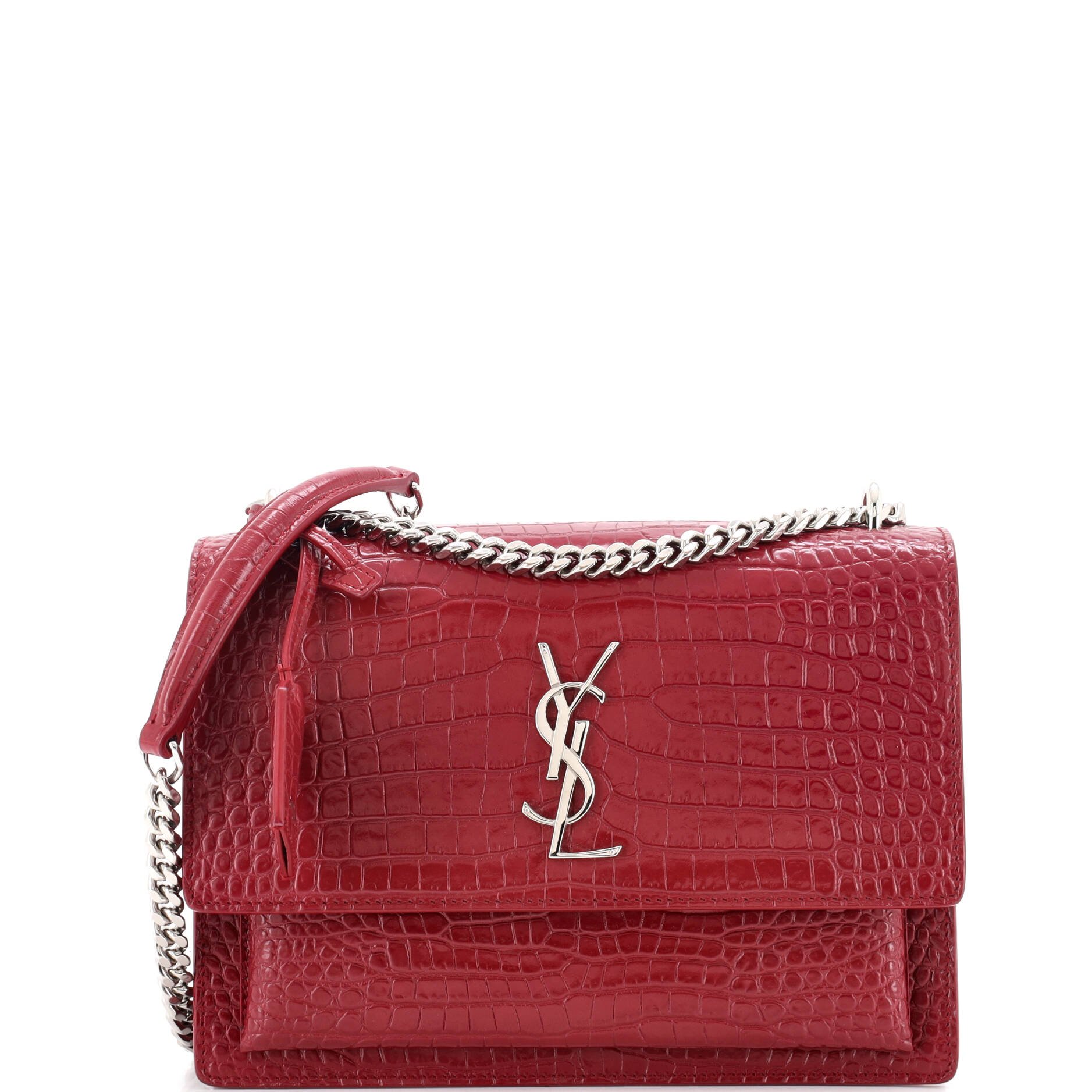 Sunset Crossbody Bag Crocodile Embossed Leather Medium