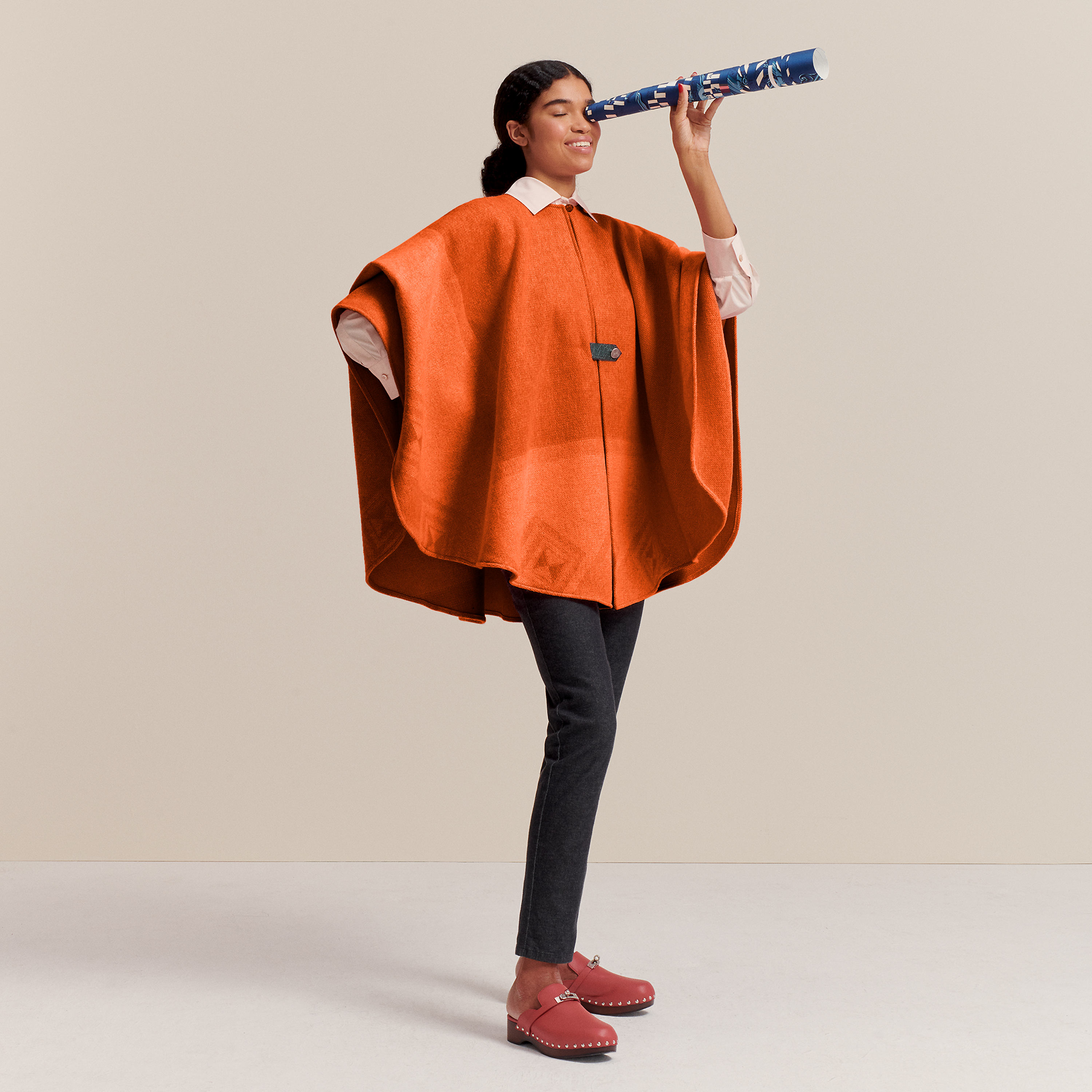 Wool and cashmere cape