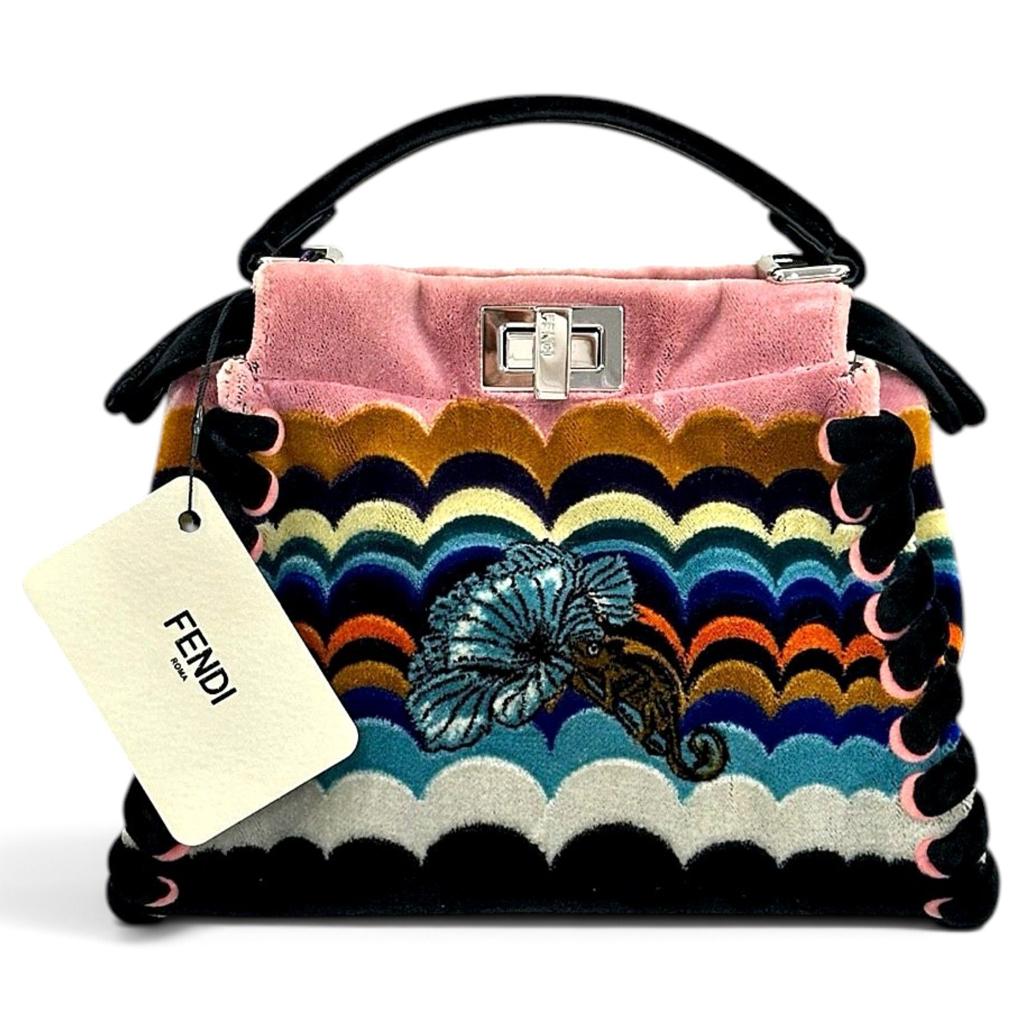 Peekaboo velvet handbag