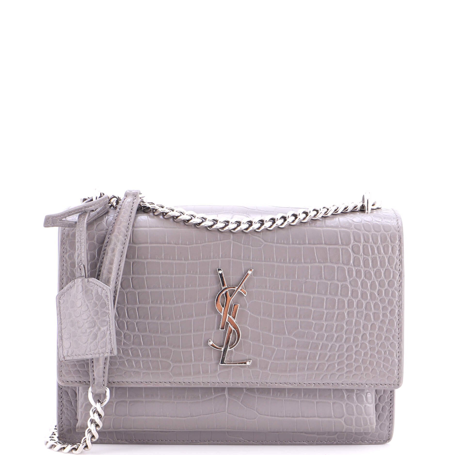 Sunset Crossbody Bag Crocodile Embossed Leather Medium