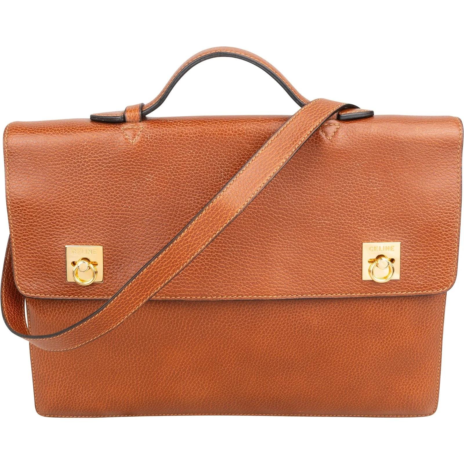 Clasp leather handbag