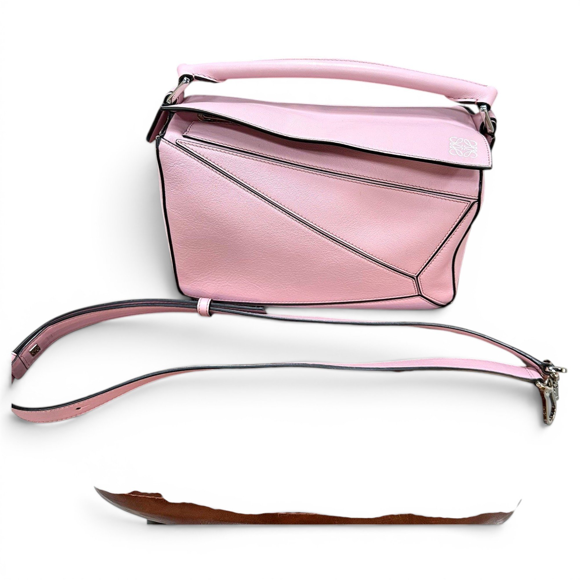 Puzzle leather handbag