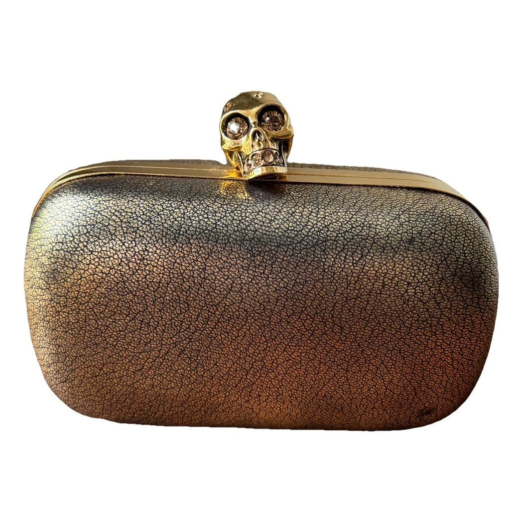 Skull leather clutch bag