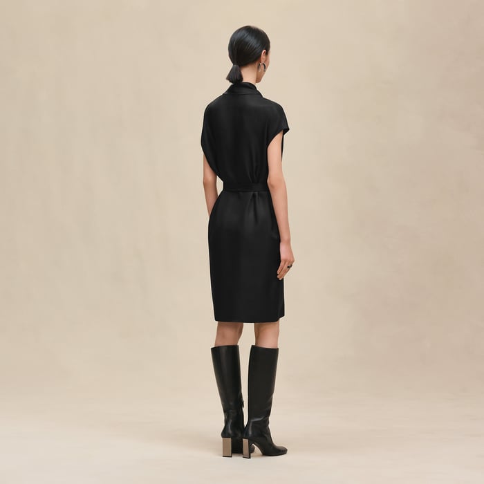 Noir Ascot Collar Dress