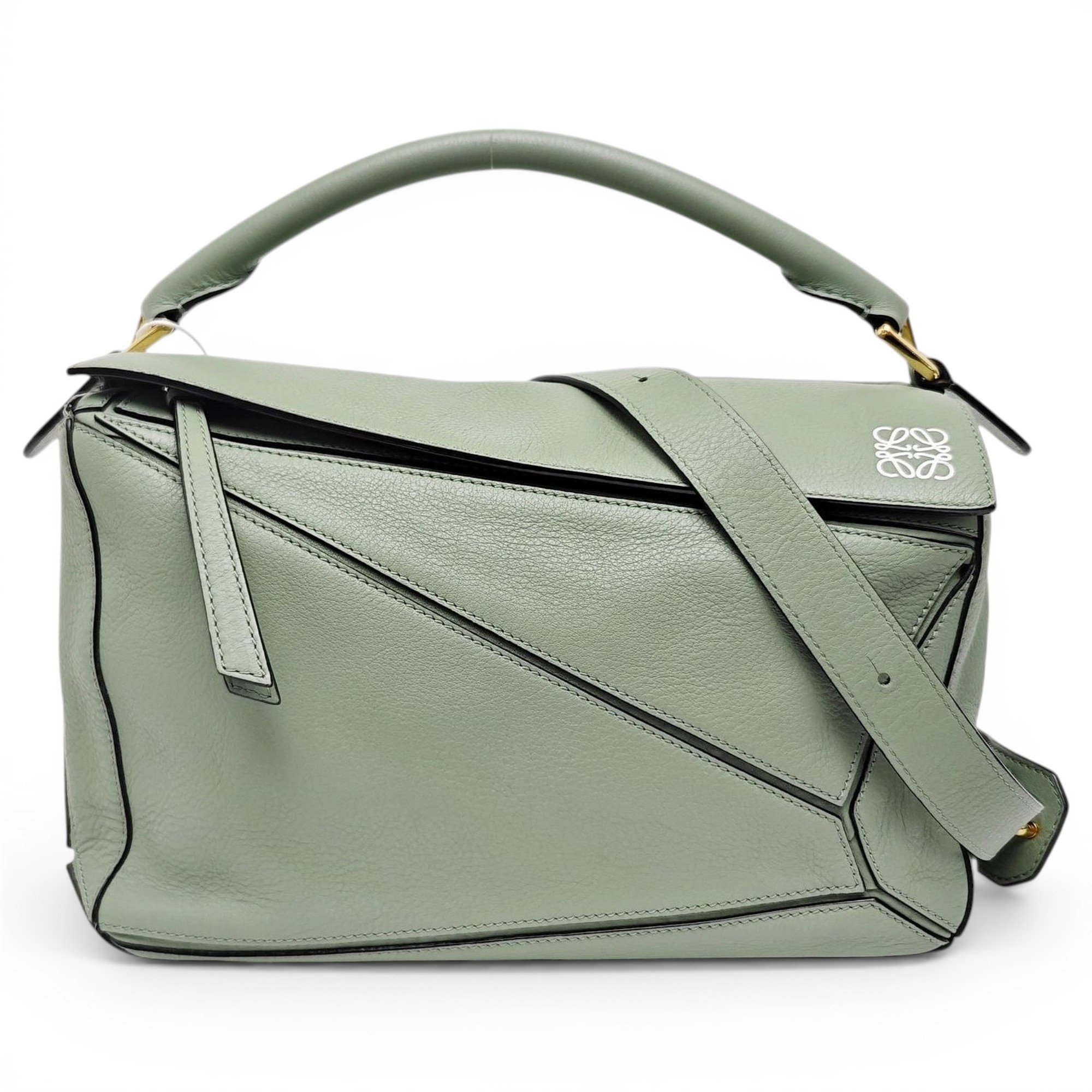 Puzzle leather handbag