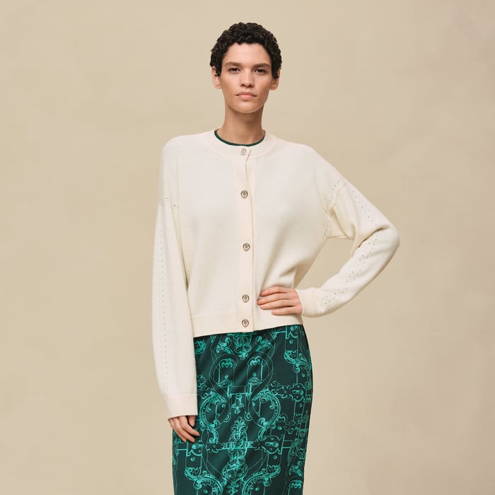 Blanc Naturel Cashmere Long-sleeve Cardigan