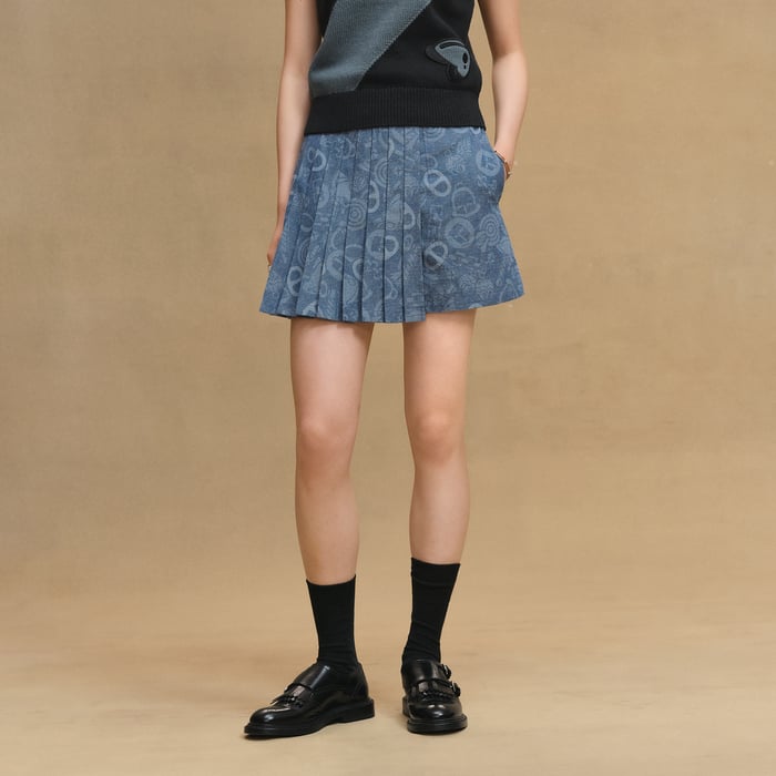 Bleu Denim "Candy Libris" Pleated Culottes