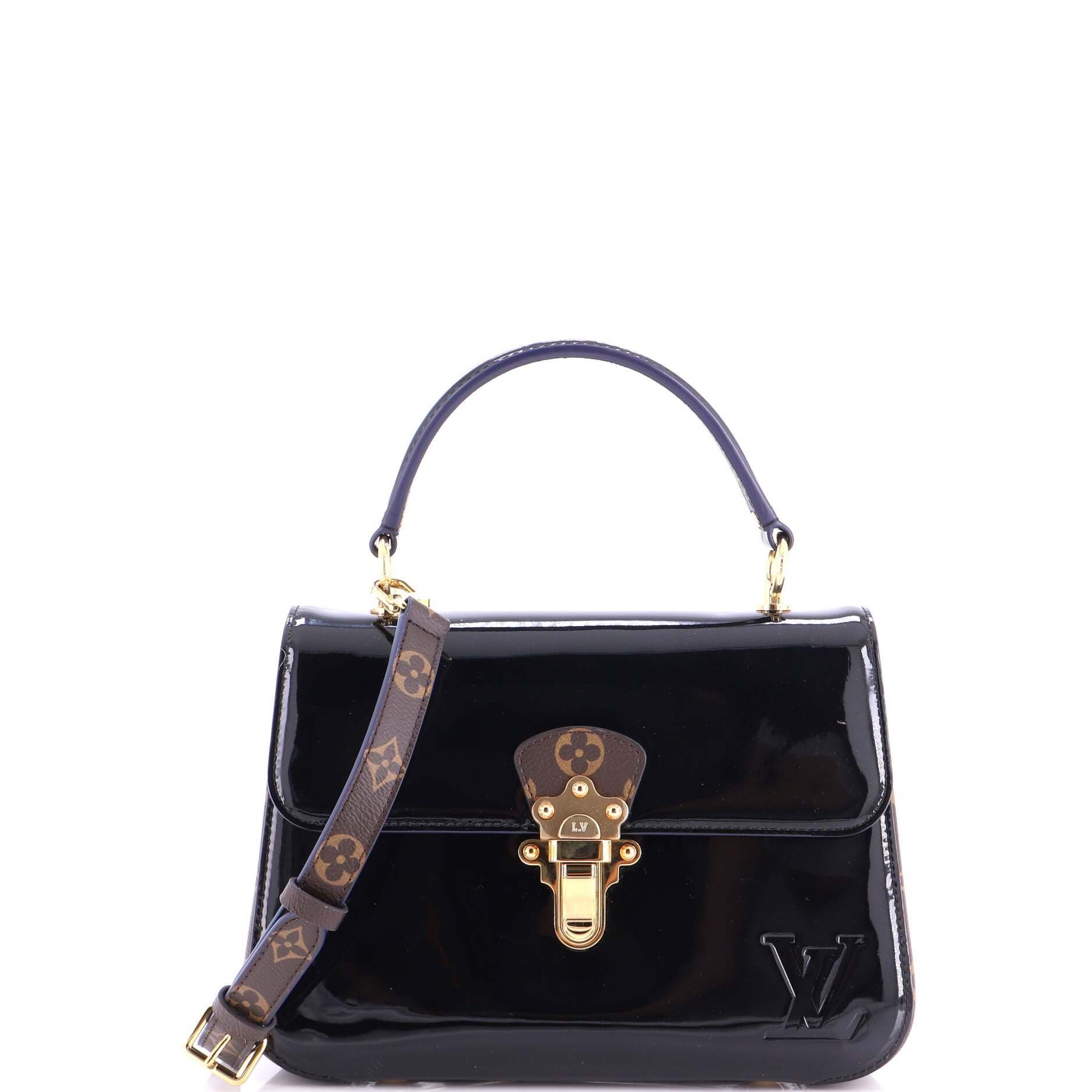 Cherrywood Handbag Vernis with Monogram Canvas PM