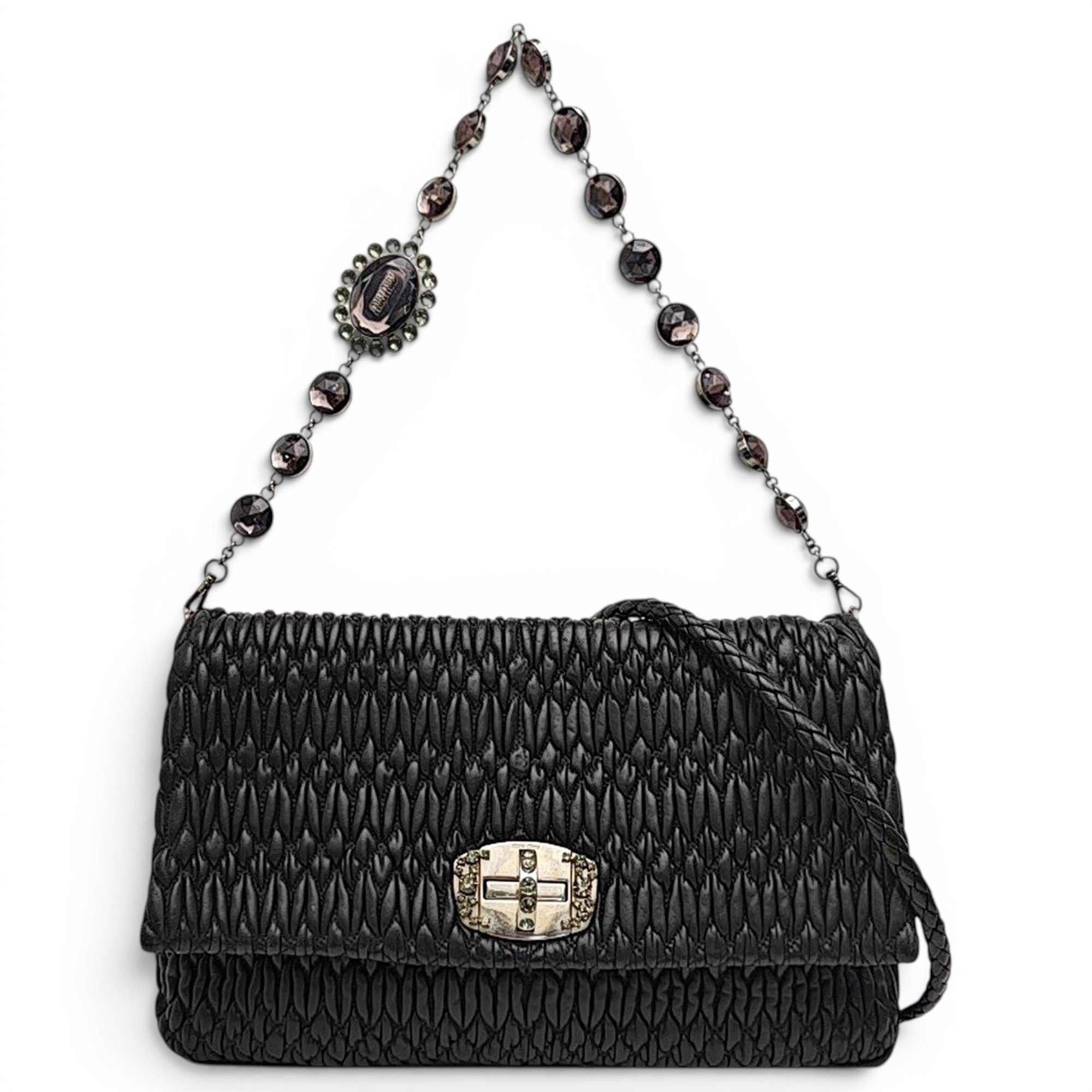 Miu Crystal leather handbag