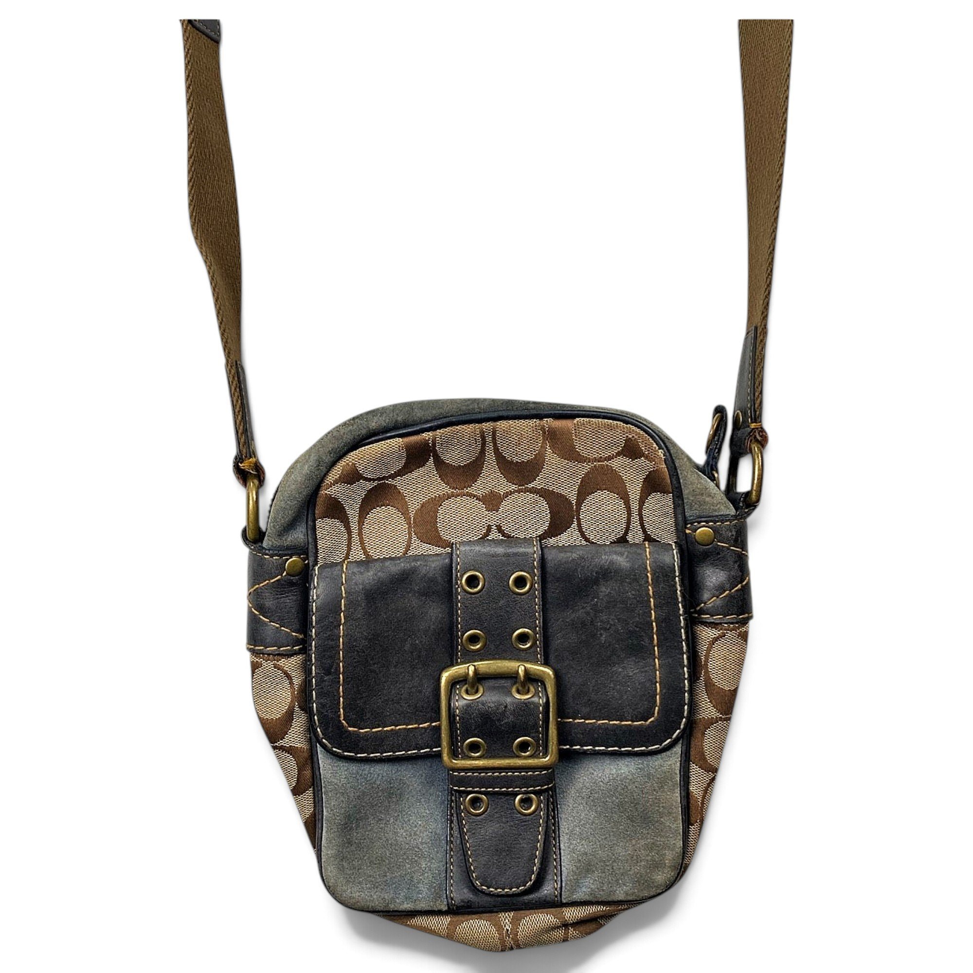 Canvas Courier Crossbody leather crossbody bag