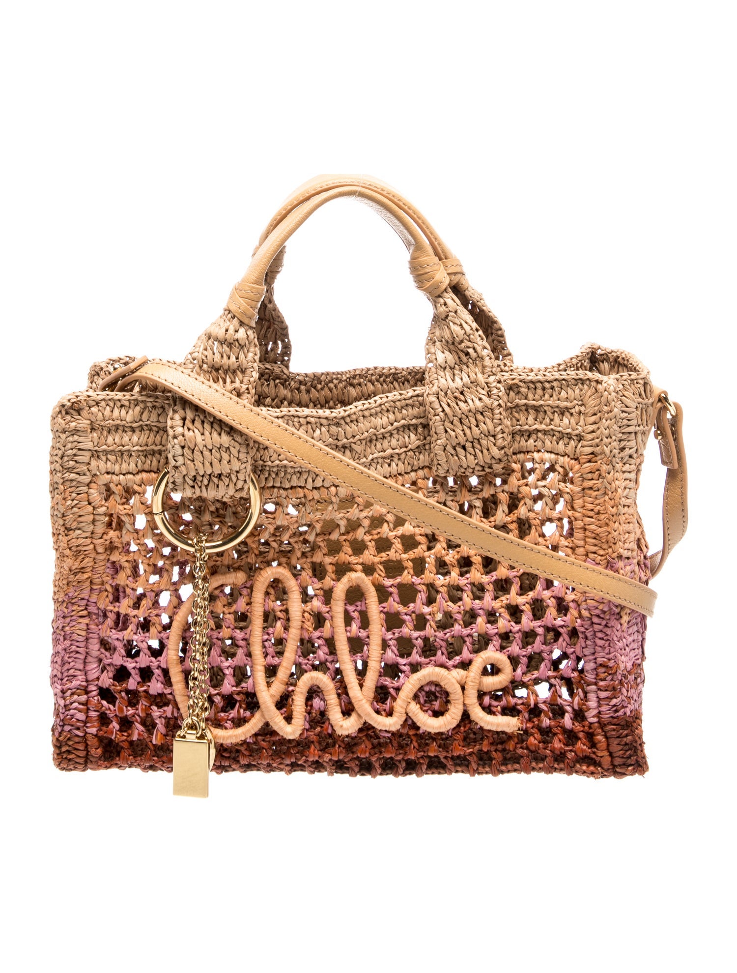 Raffia Summer Banana East-West Tote Bag Small w/ Tags