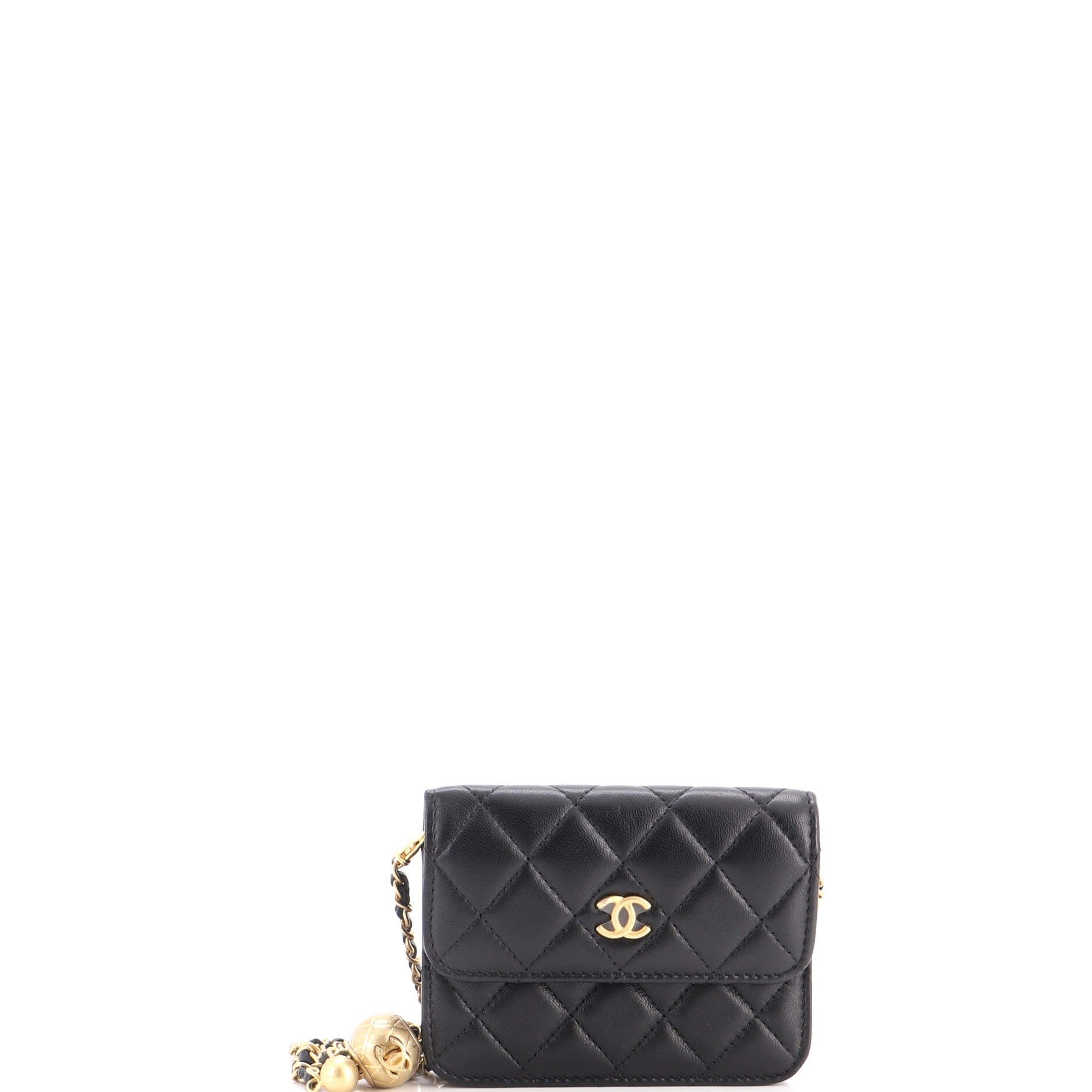 Pearl Crush Flap Clutch with Chain Quilted Lambskin Mini