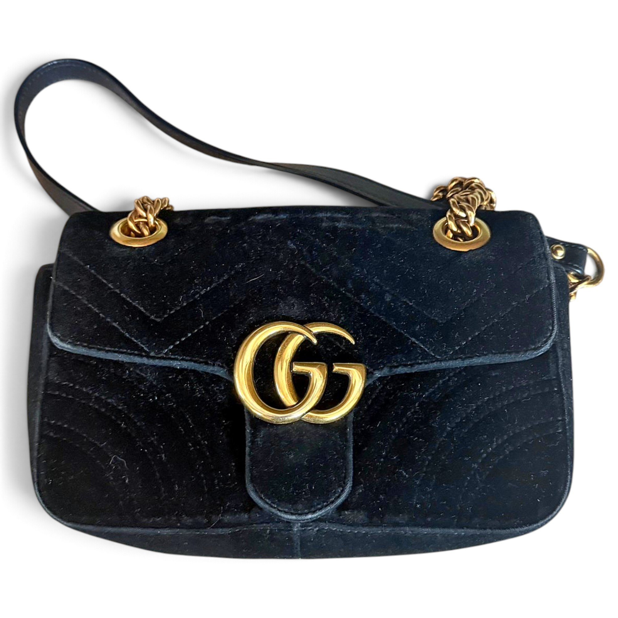 GG Marmont Chain Flap velvet crossbody bag