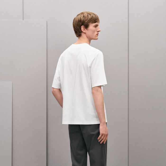 Blanc "H'Cheval" T-shirt With Leather Detail
