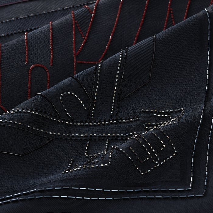 Bleu Noir Les Sangles Exceptional Embroidered Scarf 90