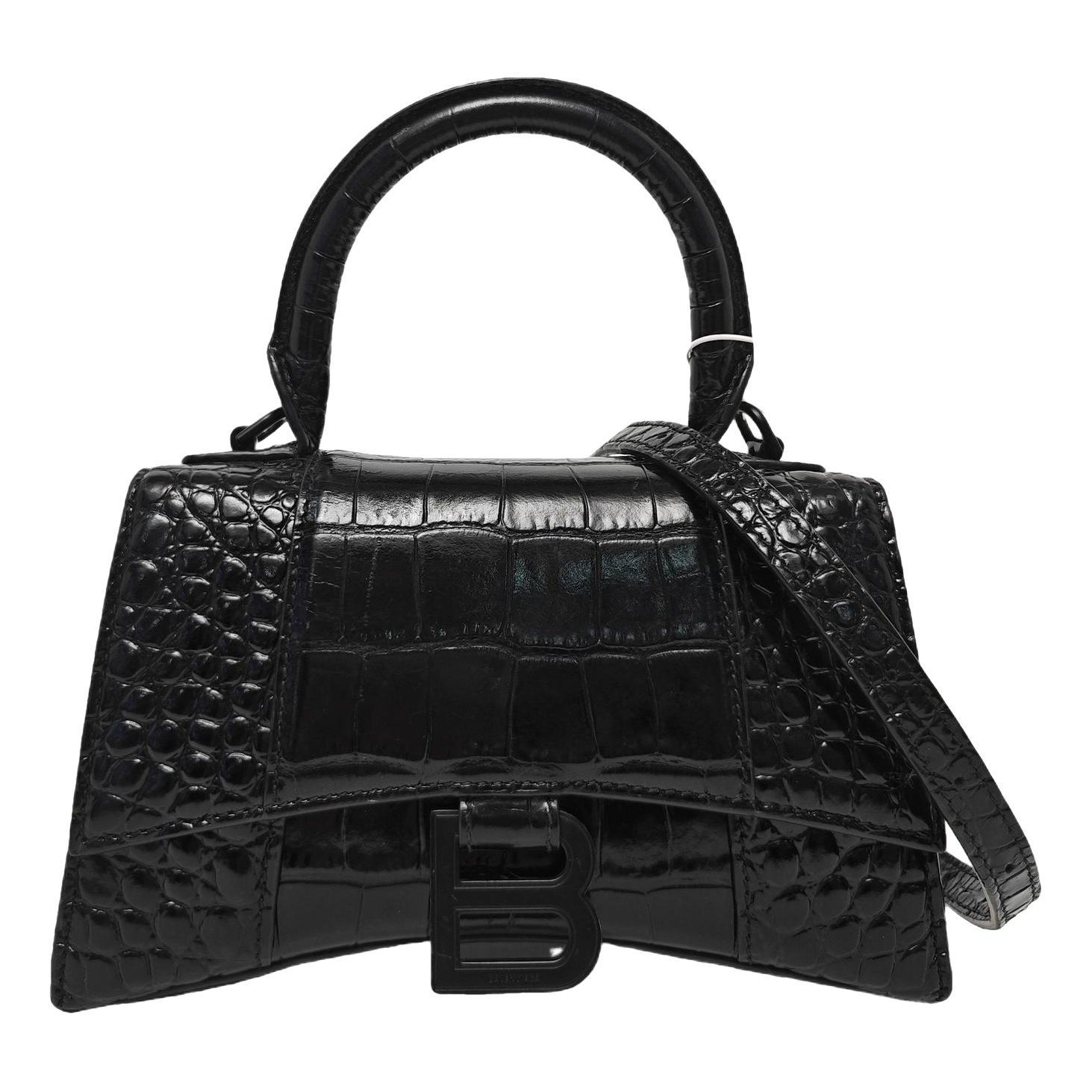 Hourglass leather handbag