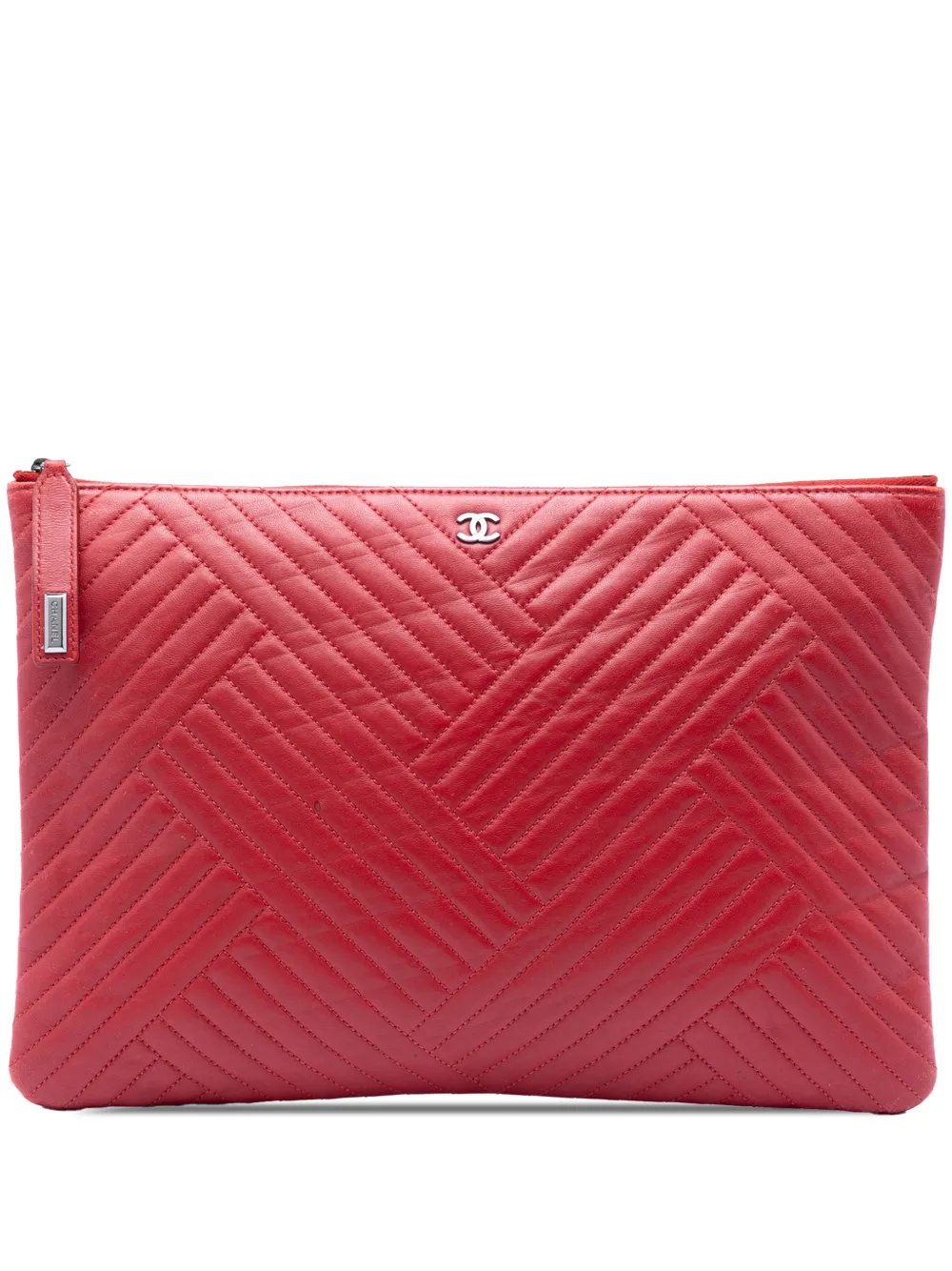 2015-2016 Large Diagonal Quilted Lambskin O Case clutch bag