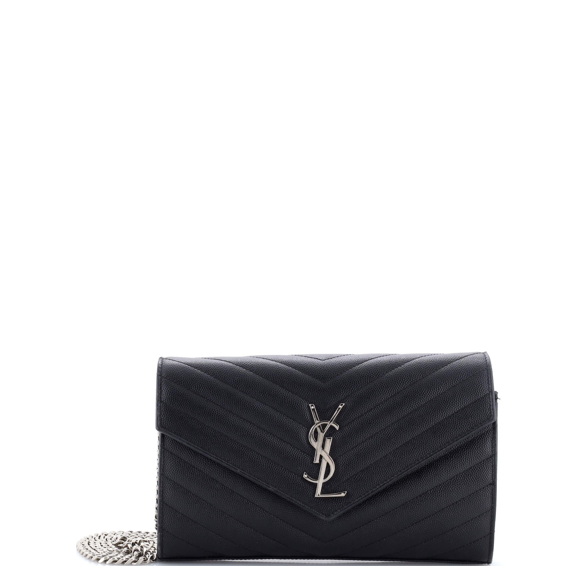 Classic Monogram Wallet on Chain Matelasse Chevron Leather Medium