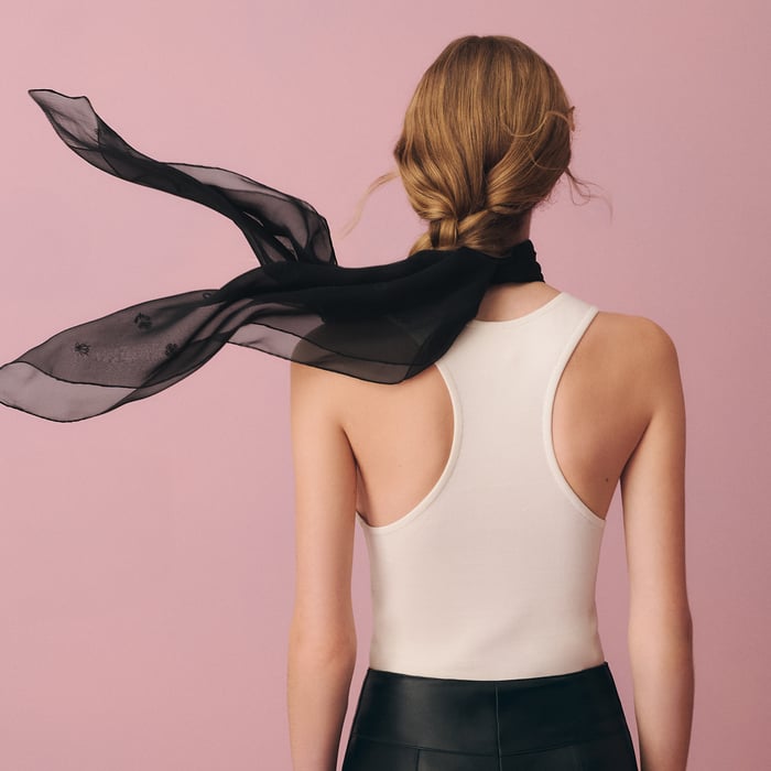 Noir Multicharms Embroidered Scarf 100