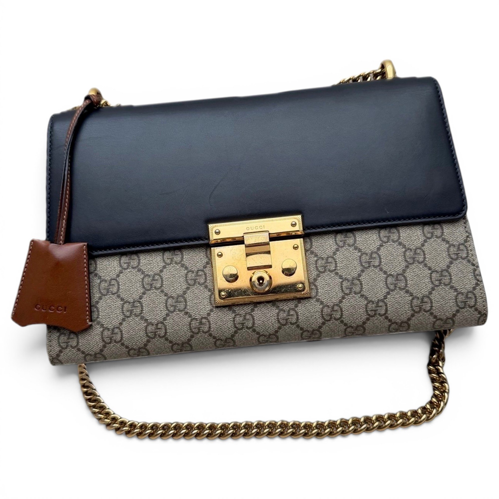 Padlock leather handbag