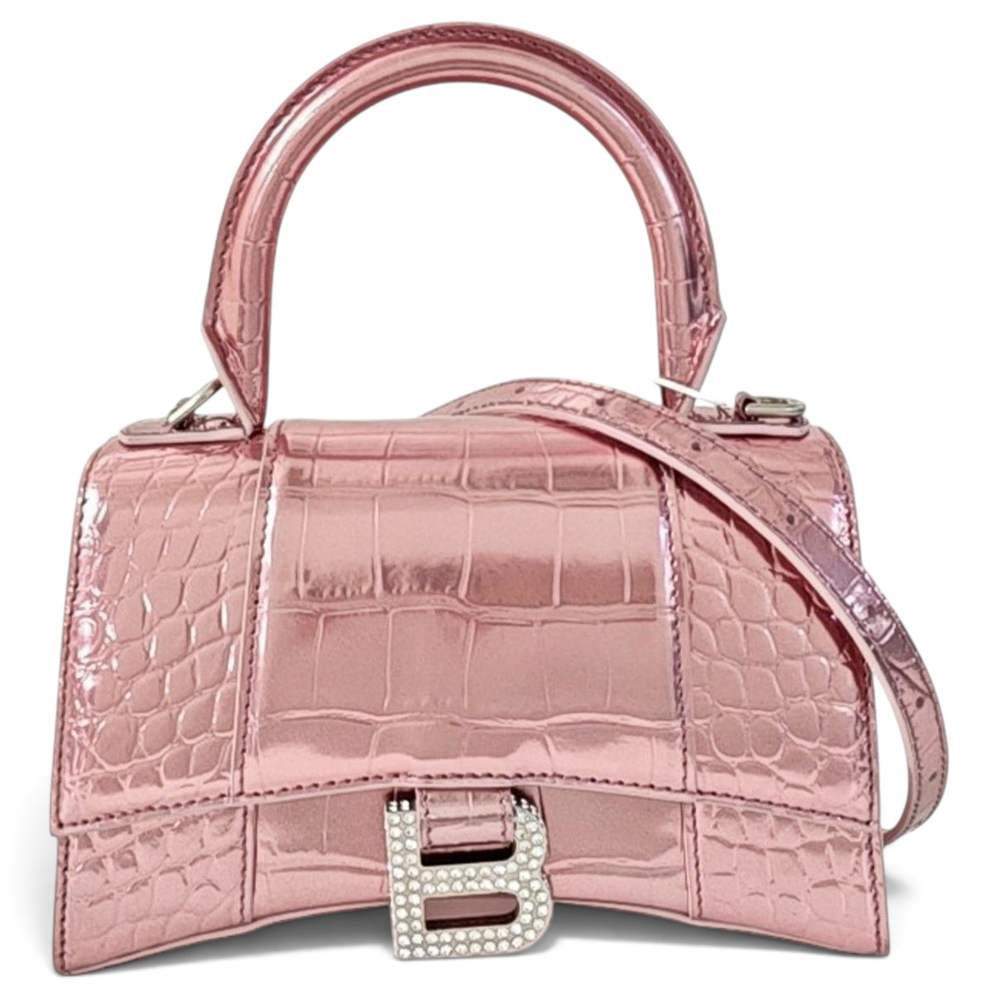 Hourglass leather handbag