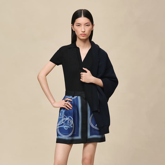 Bleu Noir Blouson Mix Maille