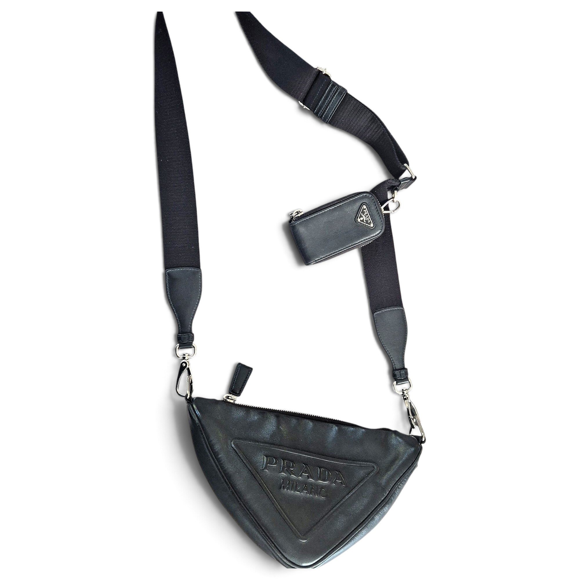 Triangle leather crossbody bag