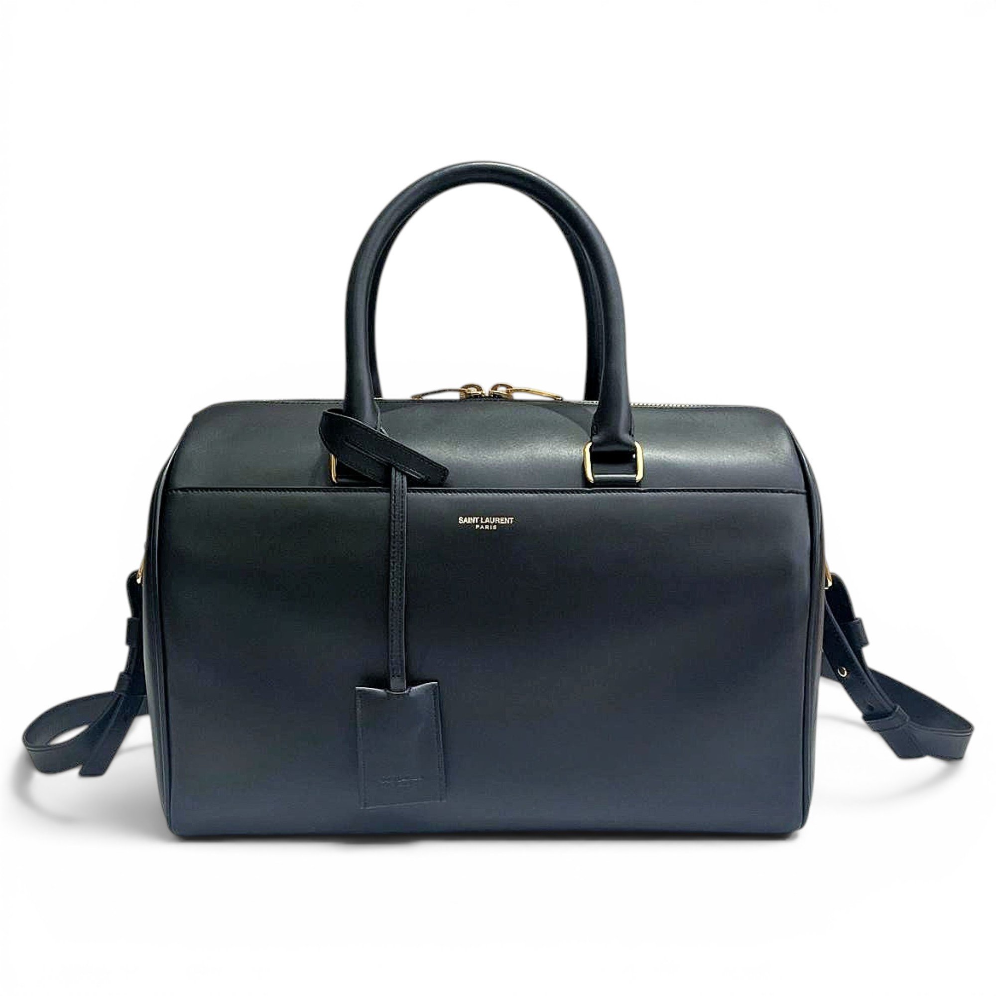 Duffle leather handbag