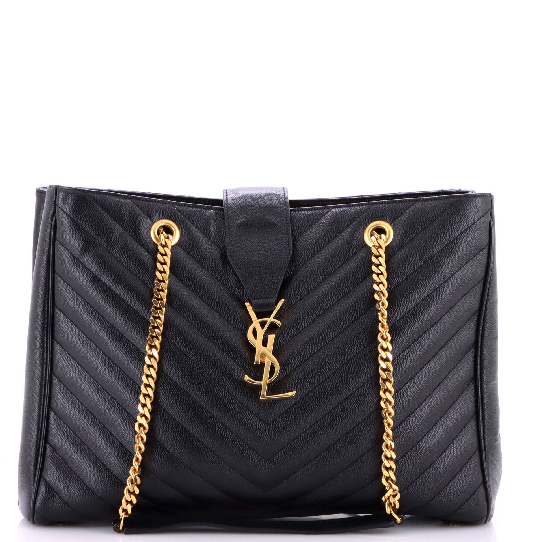 Classic Monogram Shopper Matelasse Chevron Leather Large