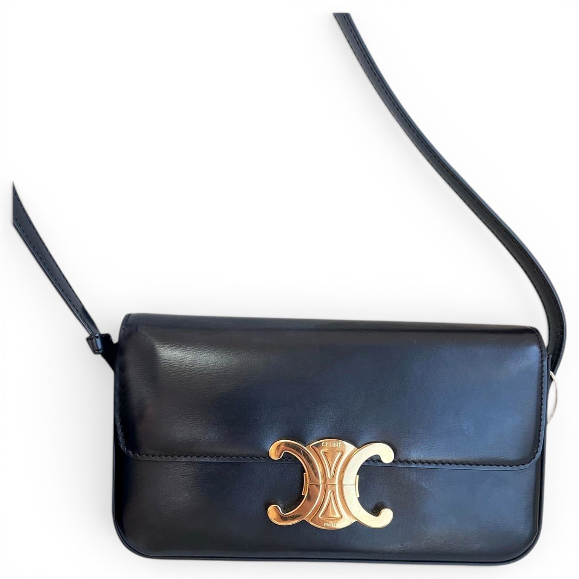 Triomphe chain leather handbag