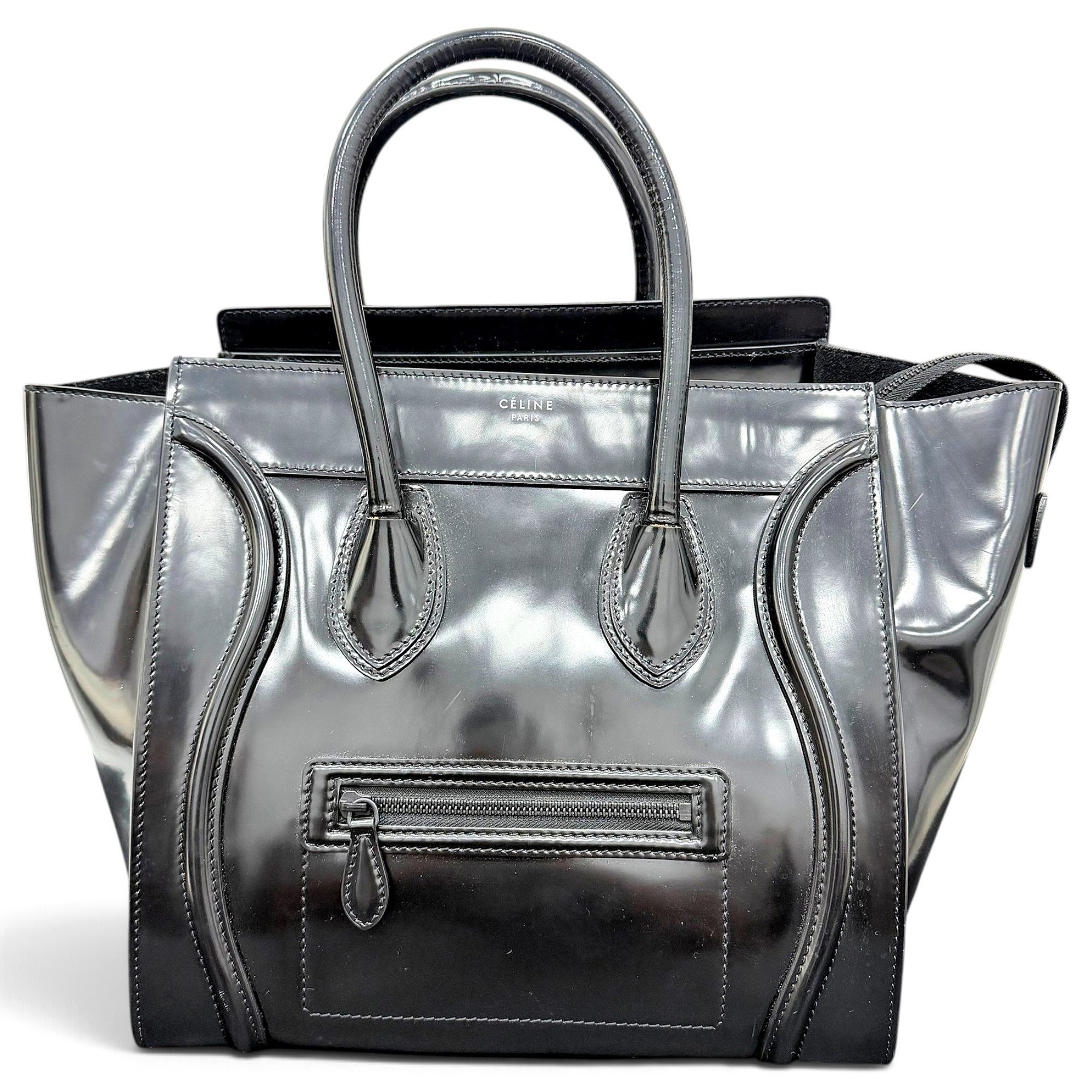 Luggage patent leather handbag