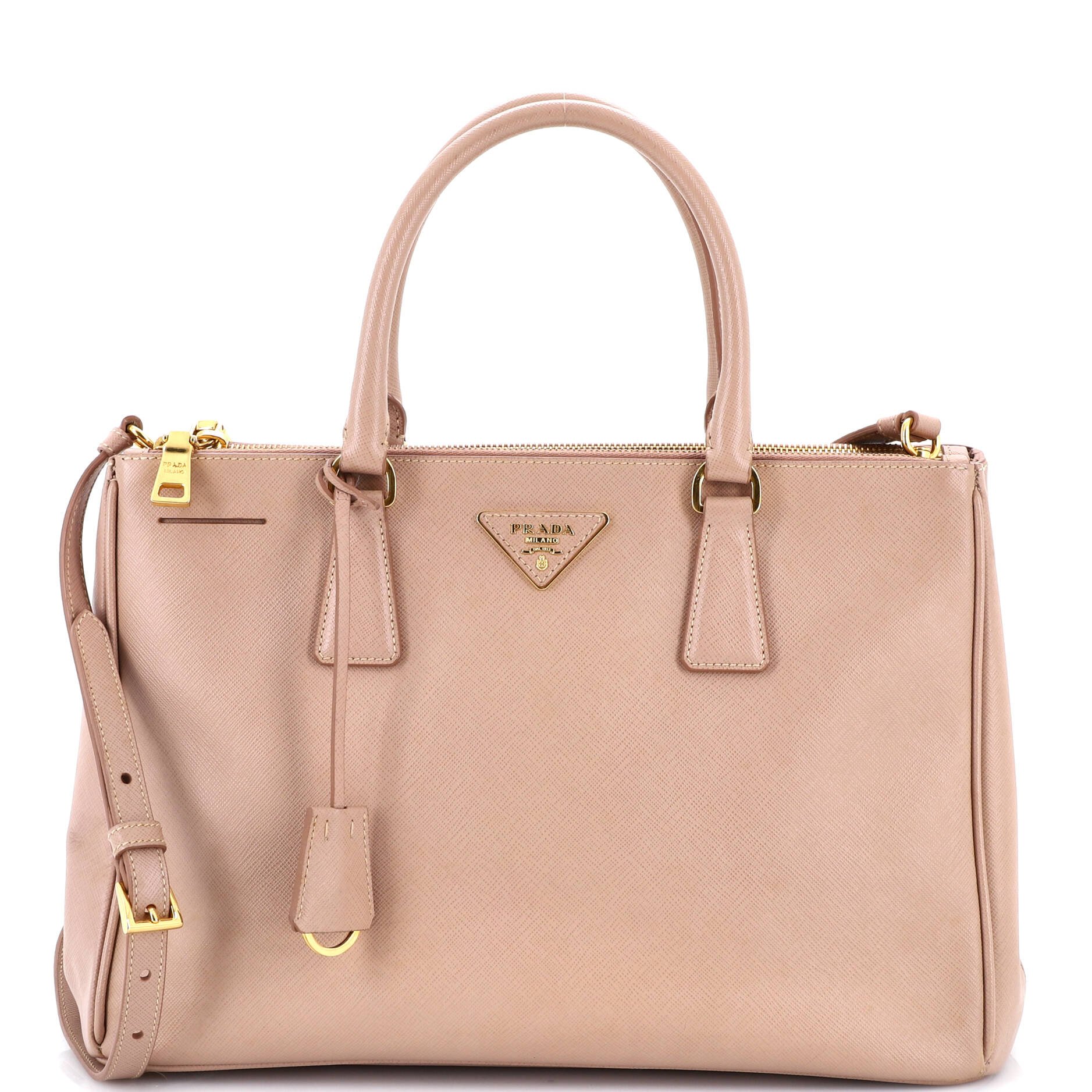 Prada Double Zip Lux Tote Saffiano Leather Medium