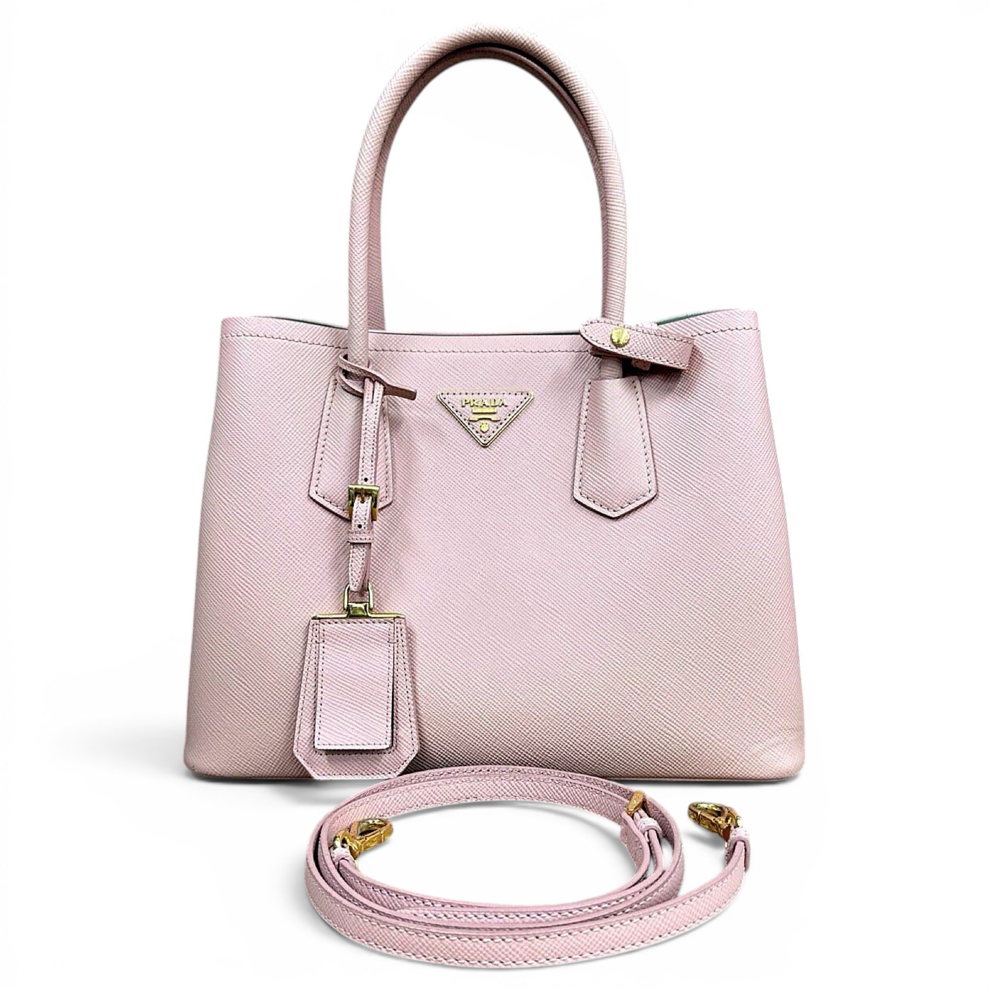 Double leather handbag