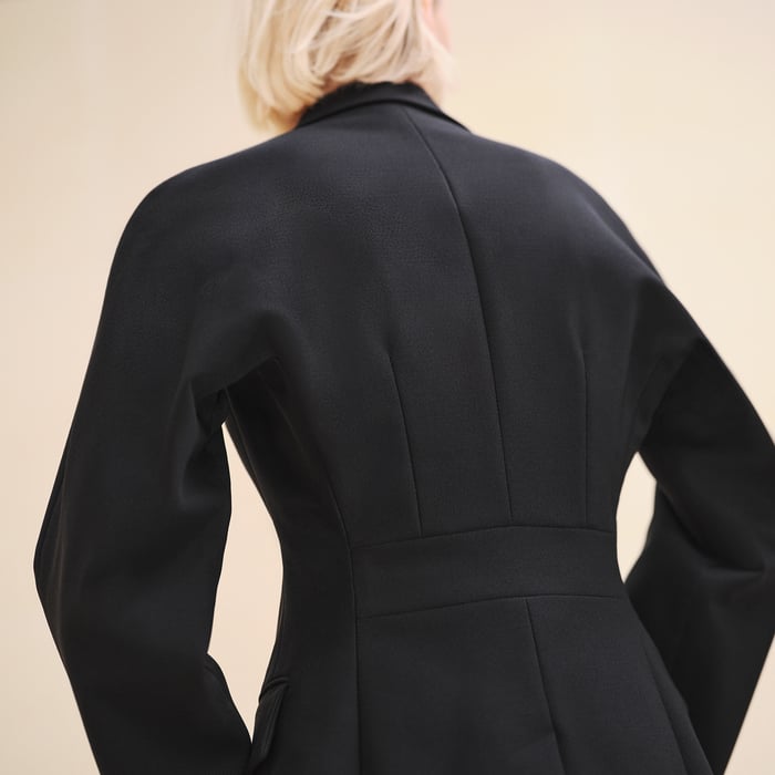 Noir Jacket With Leather Detail