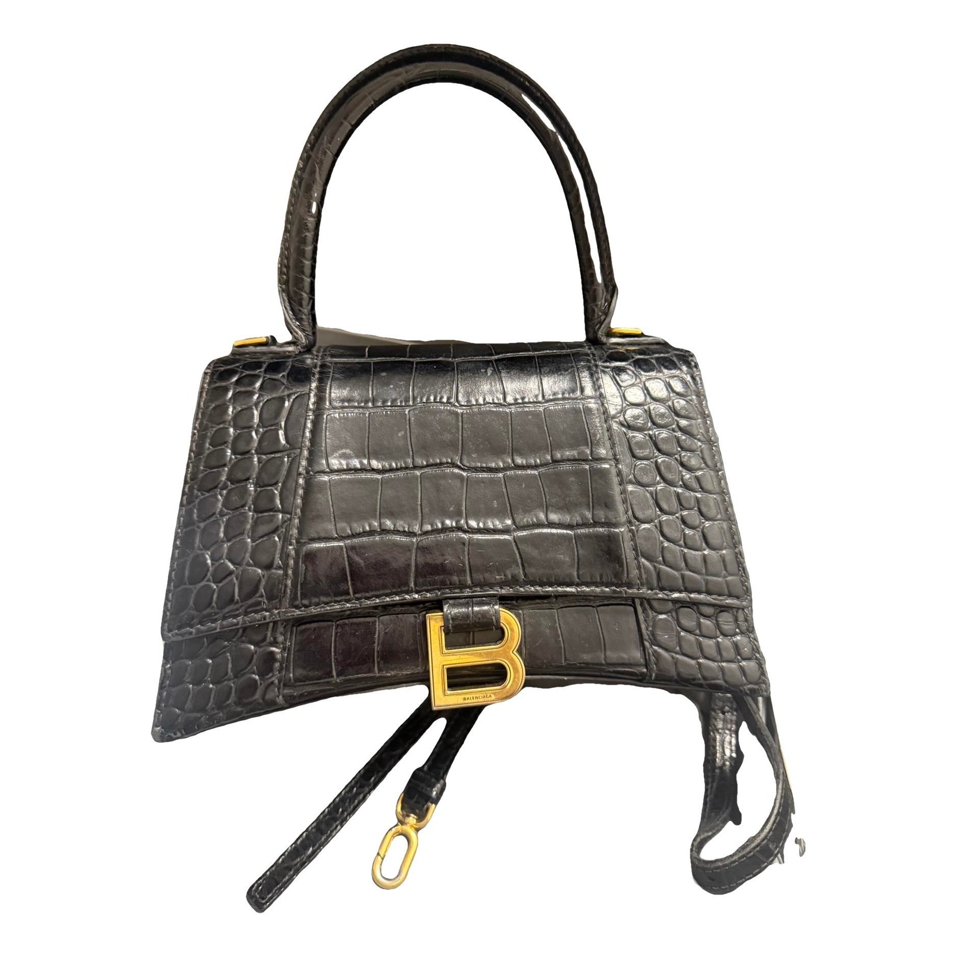 Hourglass leather handbag