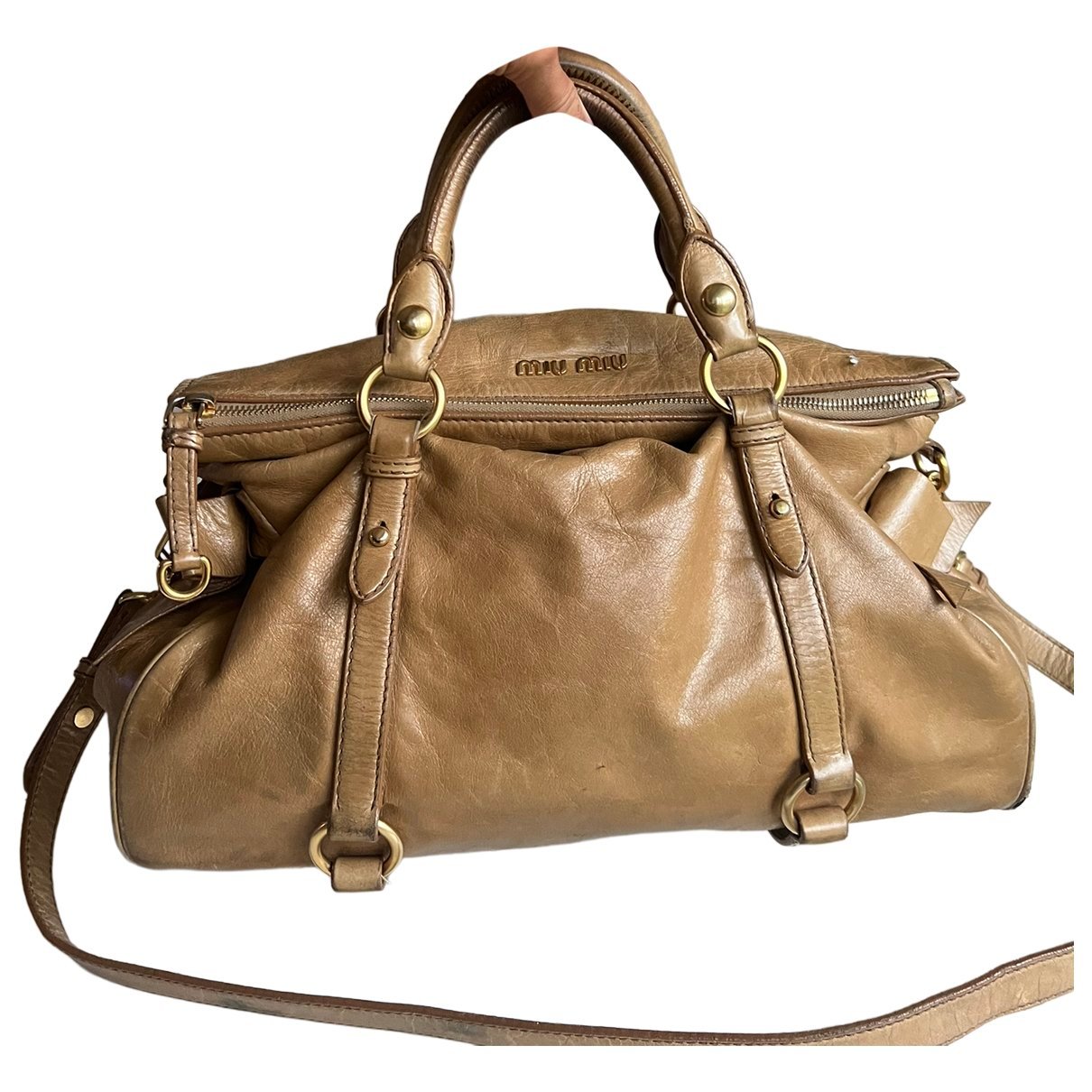 Bow bag leather handbag