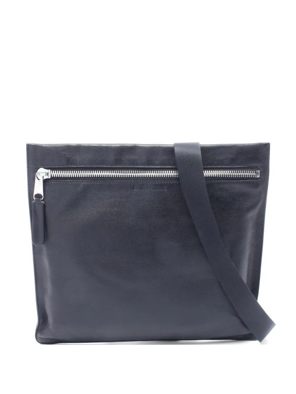 2000s zip-detail leather shoulder bag
