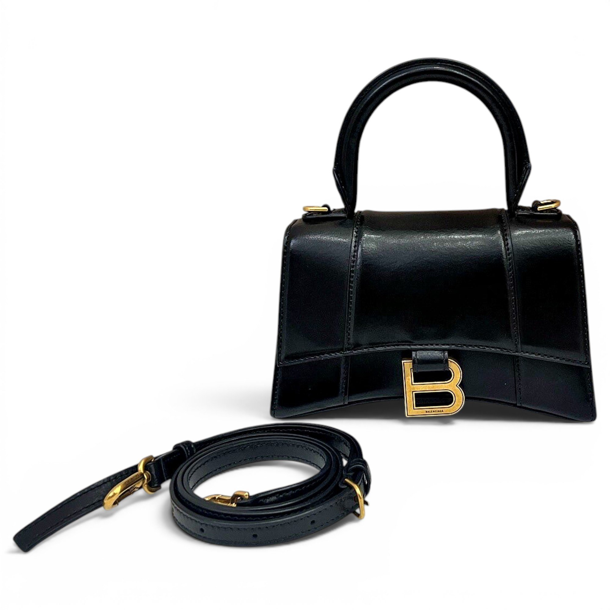 Hourglass leather handbag