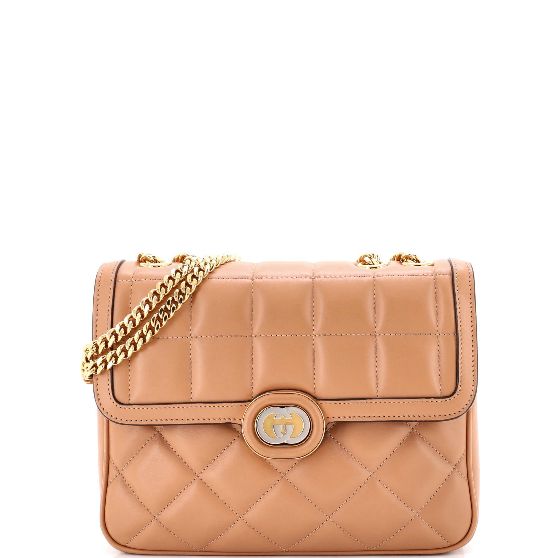 Deco Chain Flap Bag Mixed Matelasse Leather Small