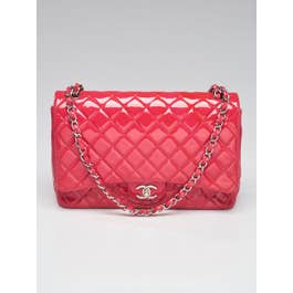 Chanel Chanel Pink Quilted Patent Leather Classic Maxi Double Flap Bag