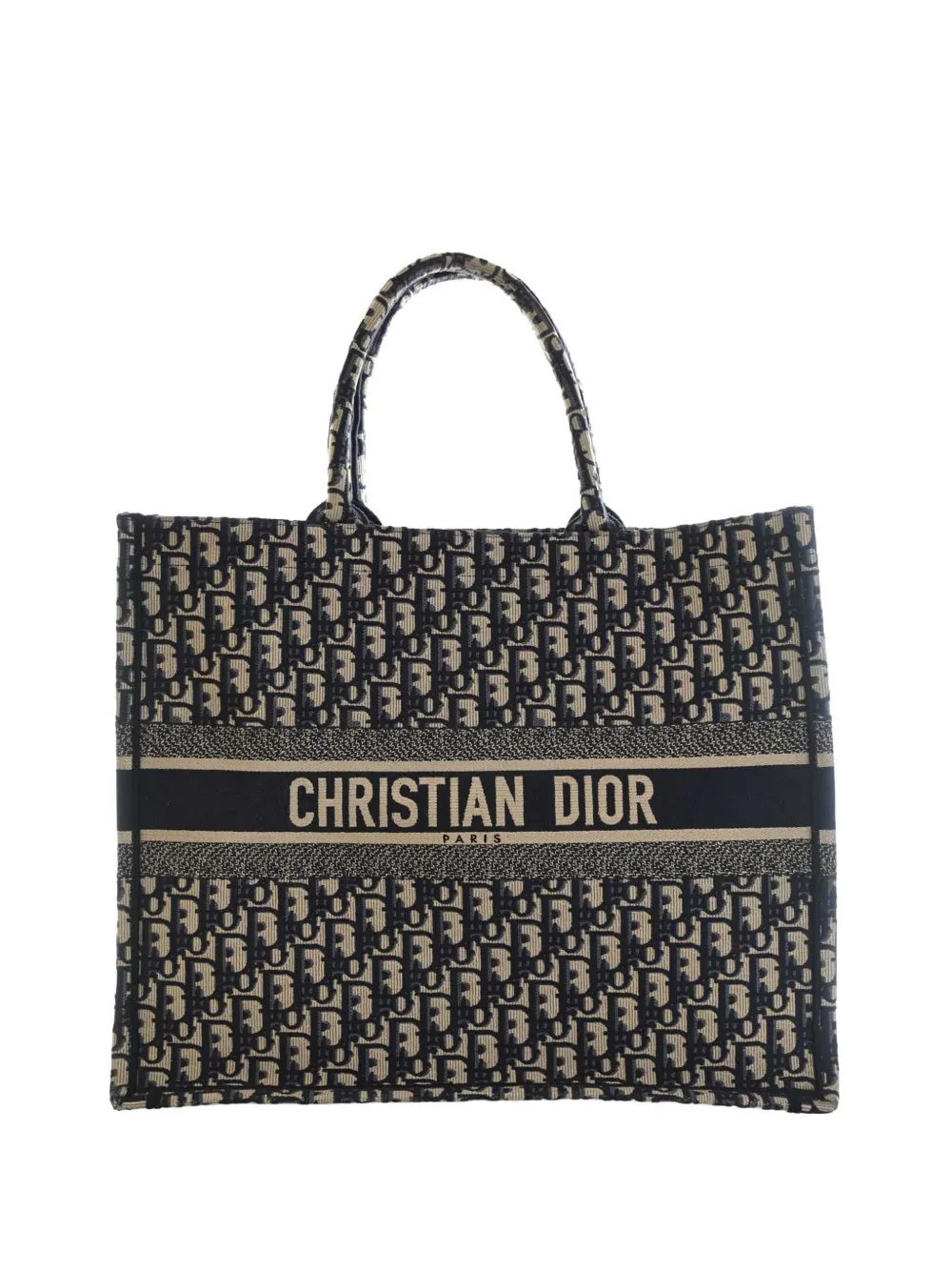 2021 Large Oblique Embroidered Canvas Book tote bag