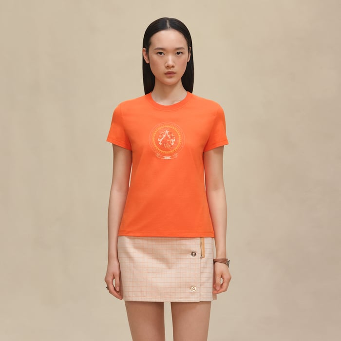 Orange Pop Printed Straight T-shirt