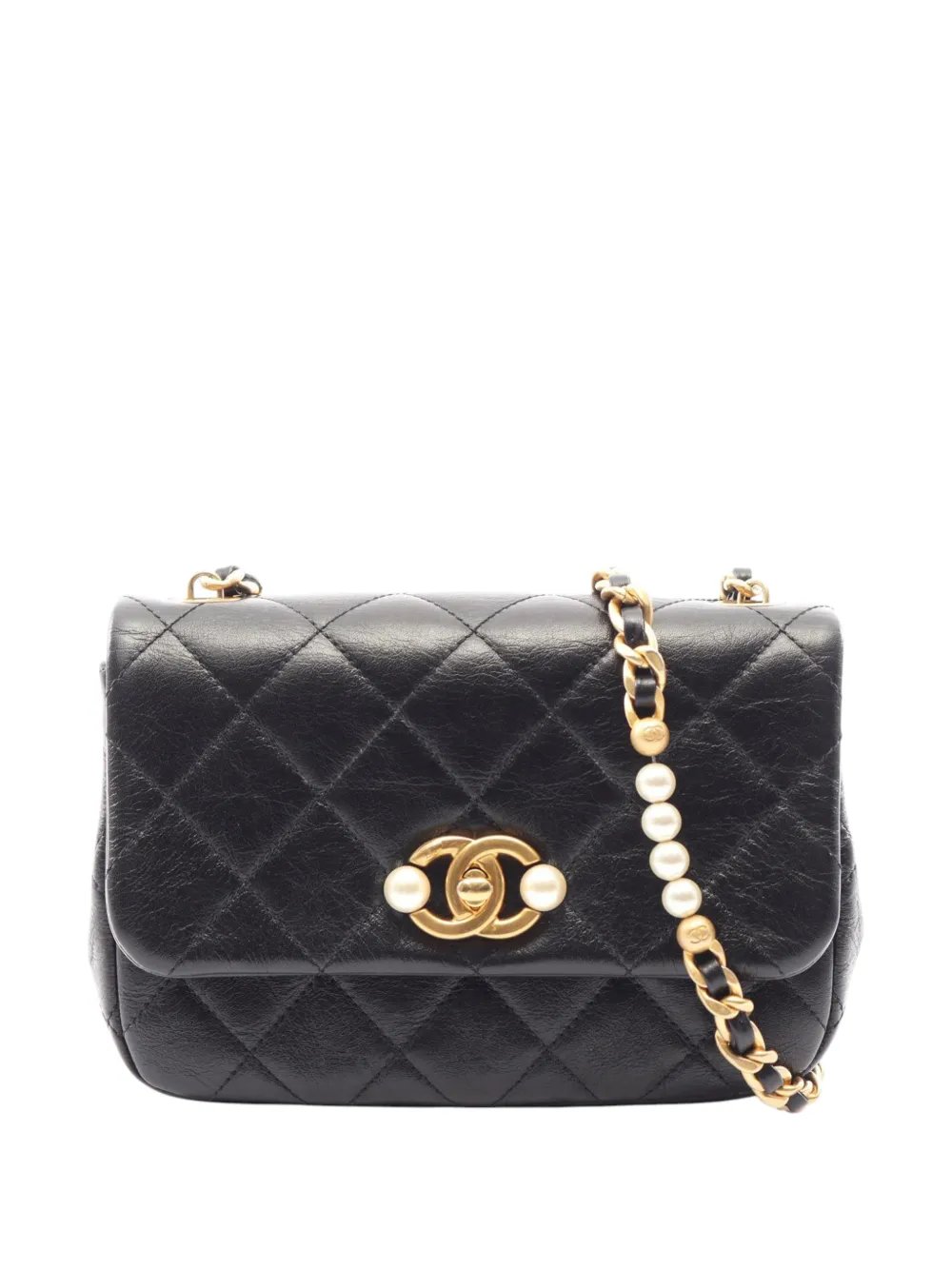 2021-2026 Mini Glazed Calfskin Pearl Side Flap crossbody bag
