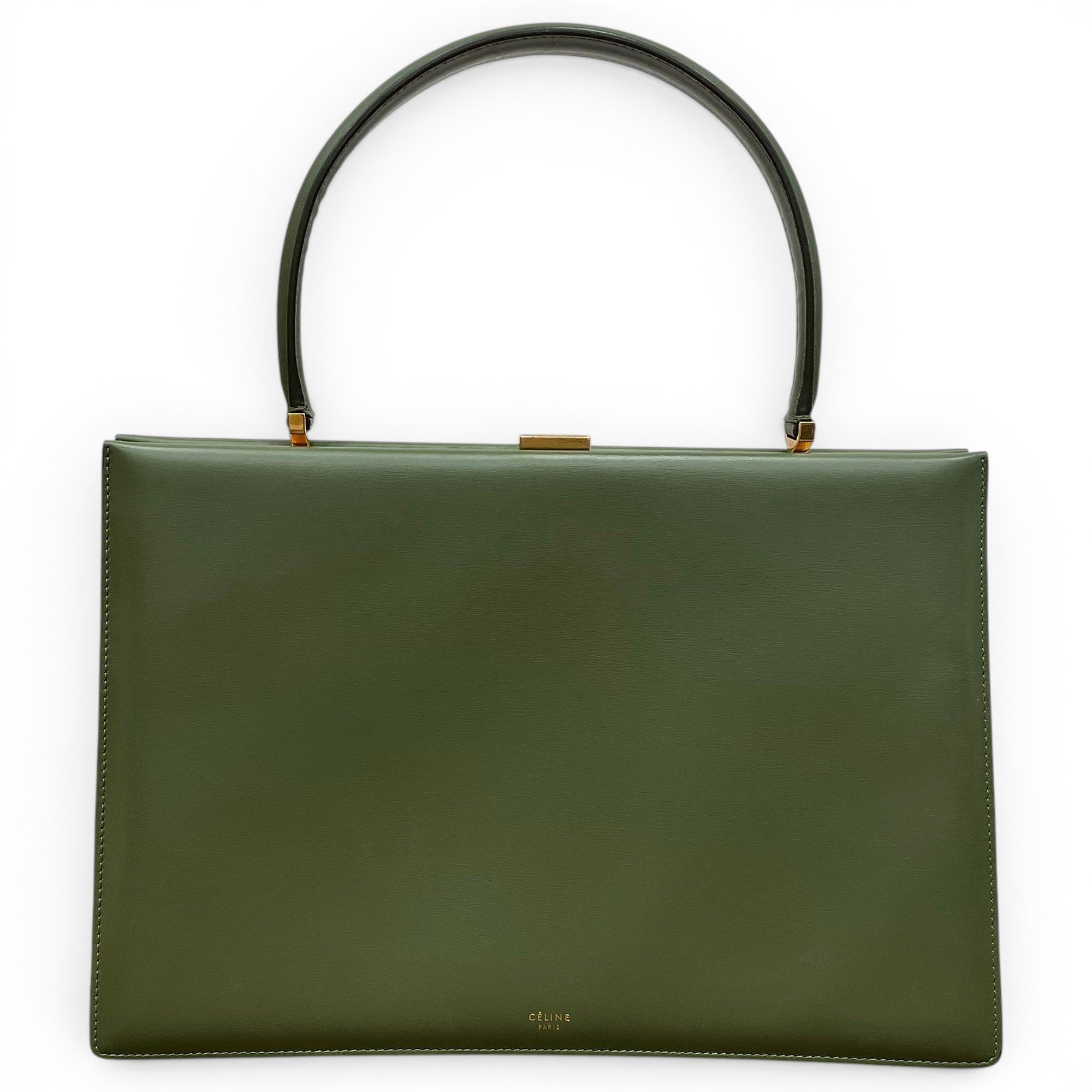 Clasp leather handbag