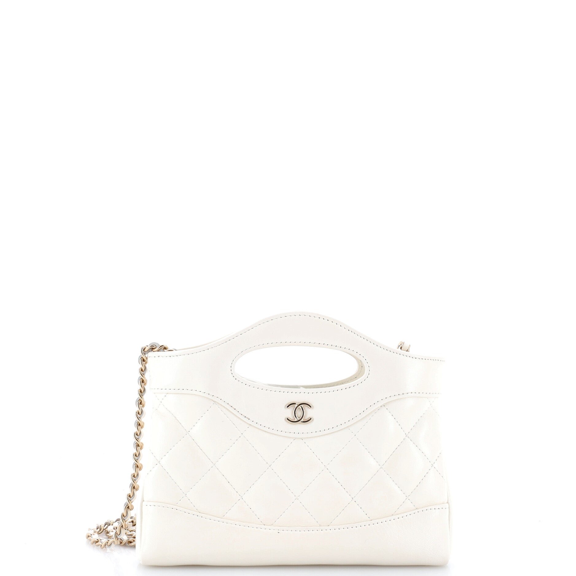 31 Shopping Bag Clutch with Chain Quilted Lambskin Small